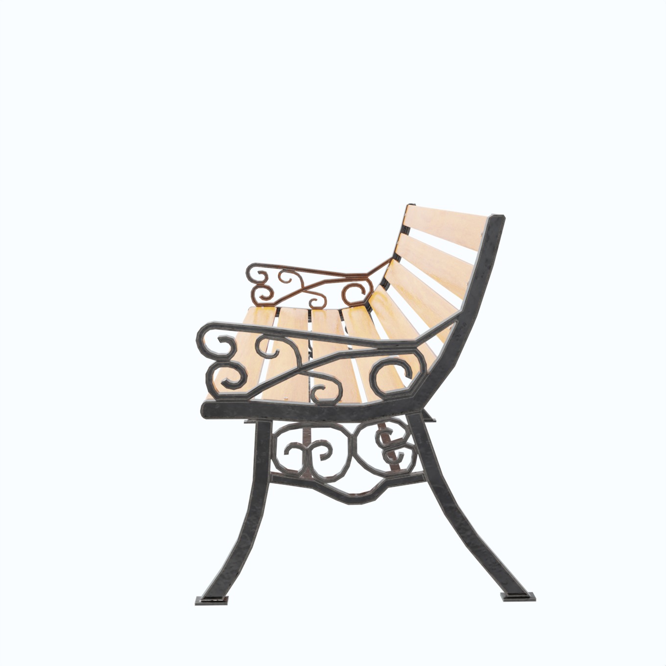 Street Bench V1 Low-poly 3D model_2