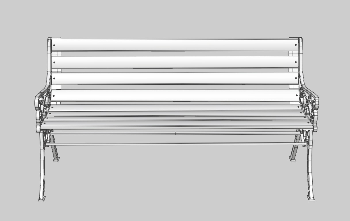 Street Bench V1 Low-poly 3D model_5