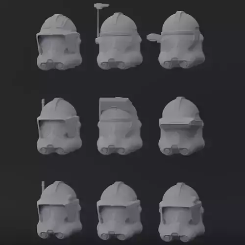 Multiple Phase 2 Clone Trooper Helmets - One12 - STL files