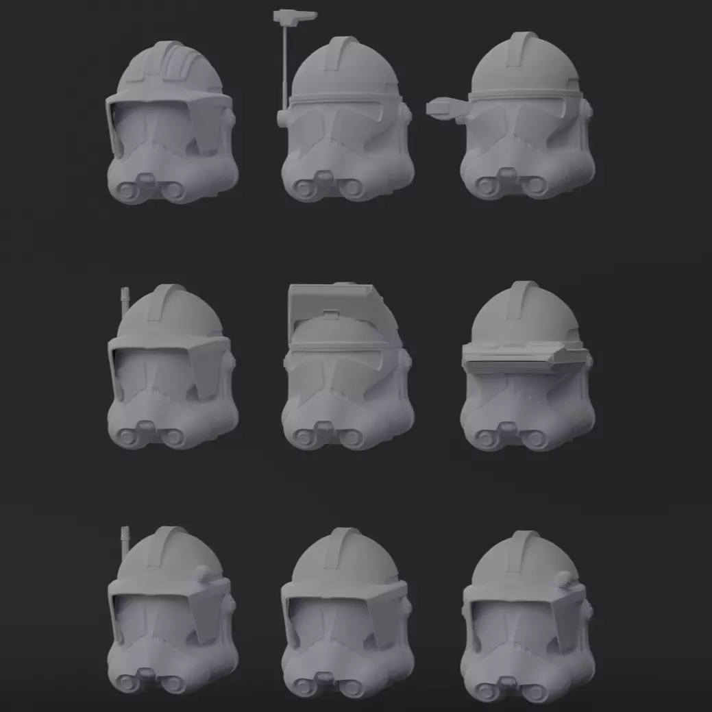 Multiple Phase 2 Clone Trooper Helmets - One12 - STL files 3D print model_0