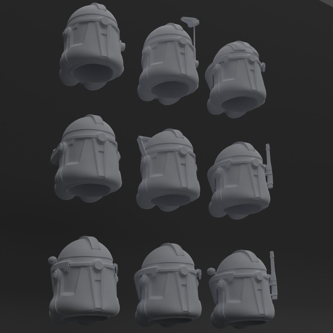 Multiple Phase 2 Clone Trooper Helmets - One12 - STL files 3D print model_1