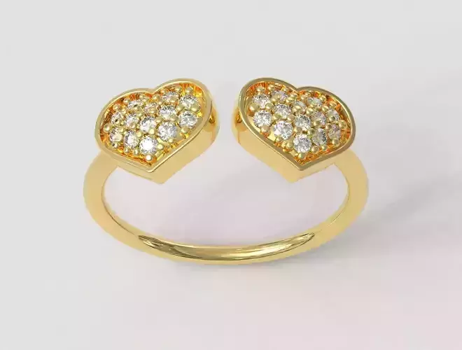 Diamond Heart Open Ring