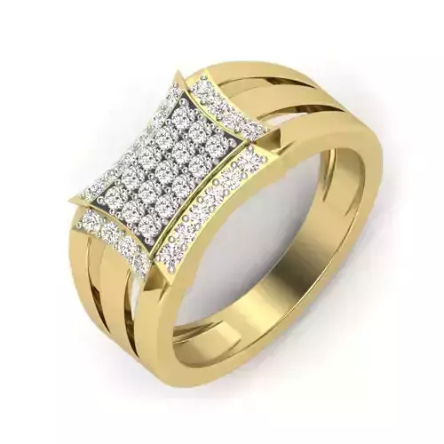 light weight  Yellow gold diamond rings-PR-434-DIA