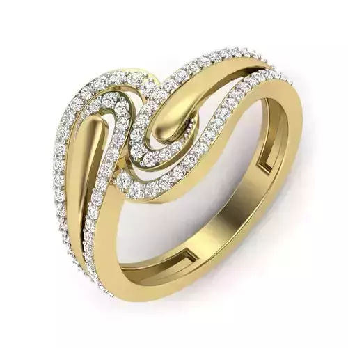 light weight  Yellow gold diamond rings-PR-444-DIA