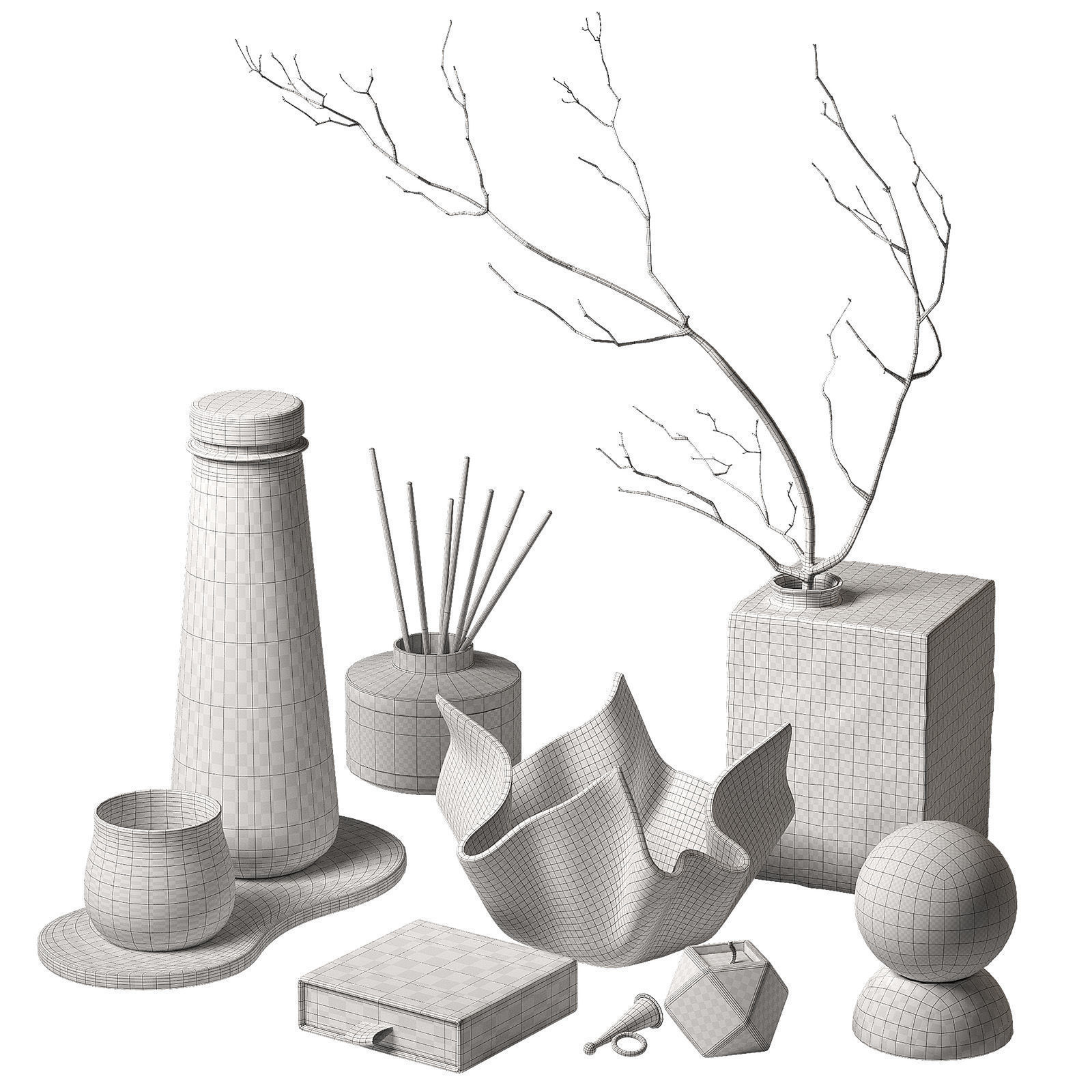 Decorative set Minimal style home decor 3D model_5