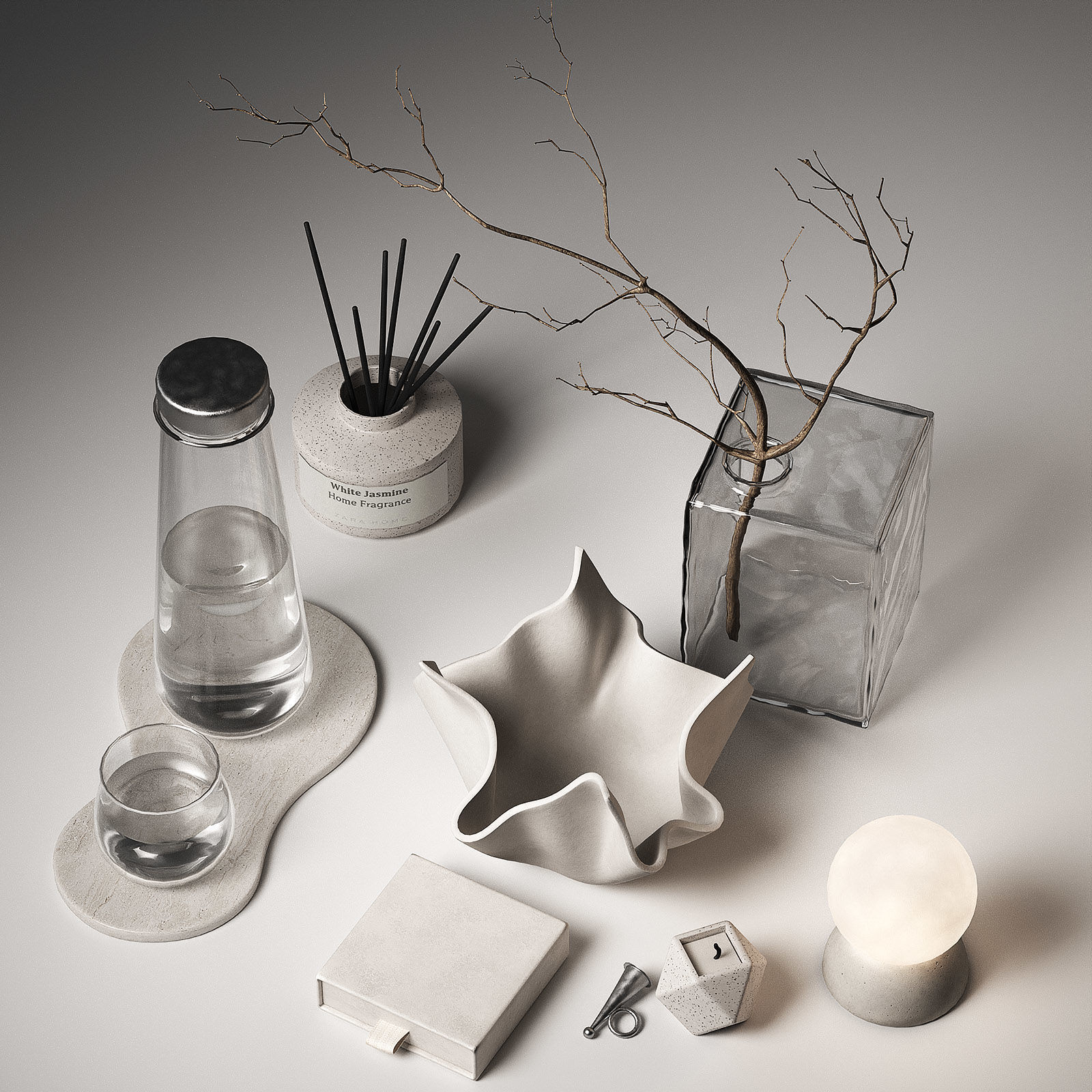 Decorative set Minimal style home decor 3D model_1