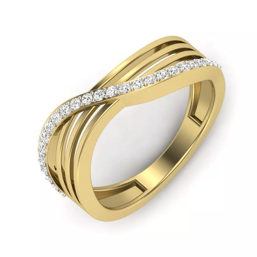 Yellow gold diamodnd rings-PR-449-DIA 3D print model
