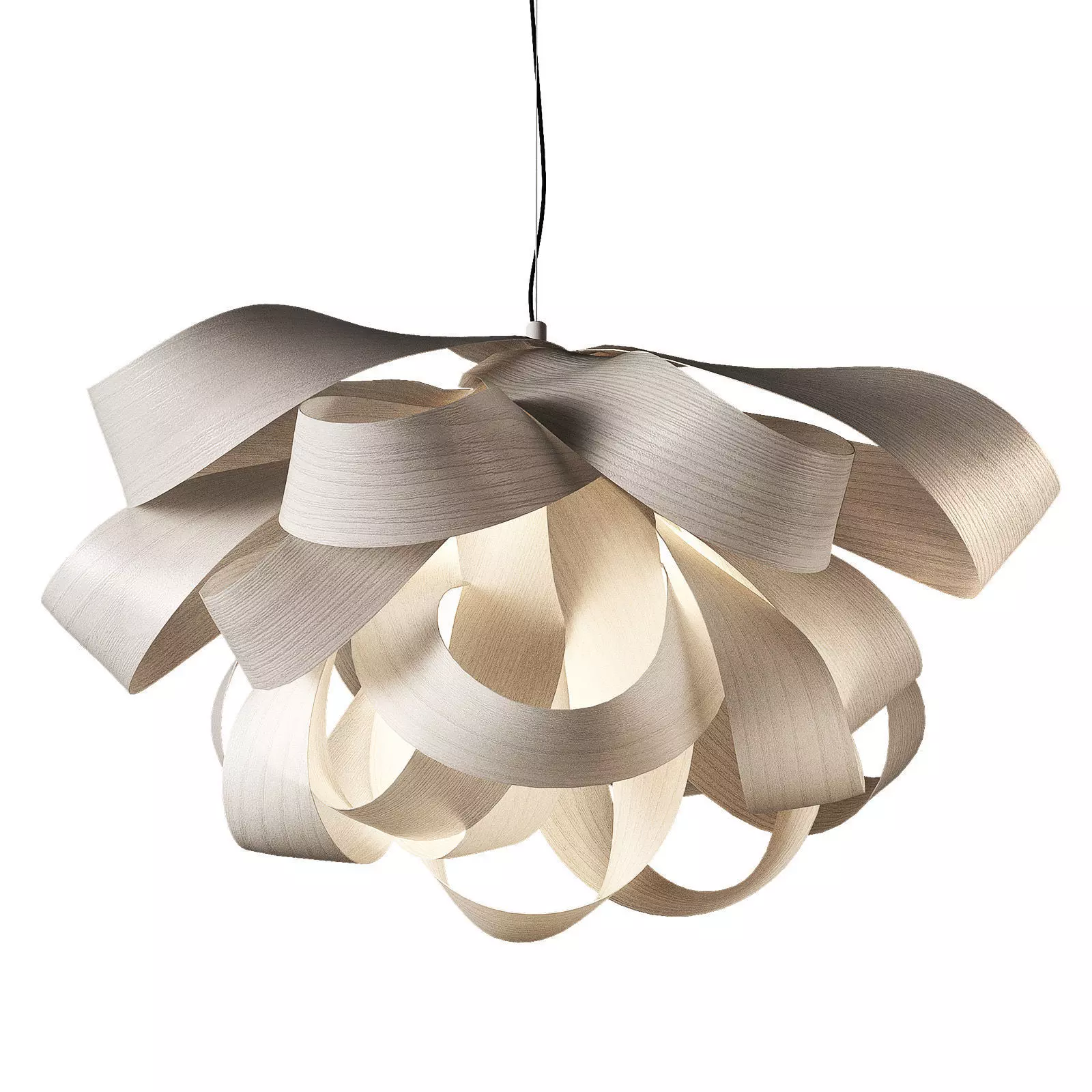 Agatha by LZF Pendant with Solid Wood Shade 3D model_0