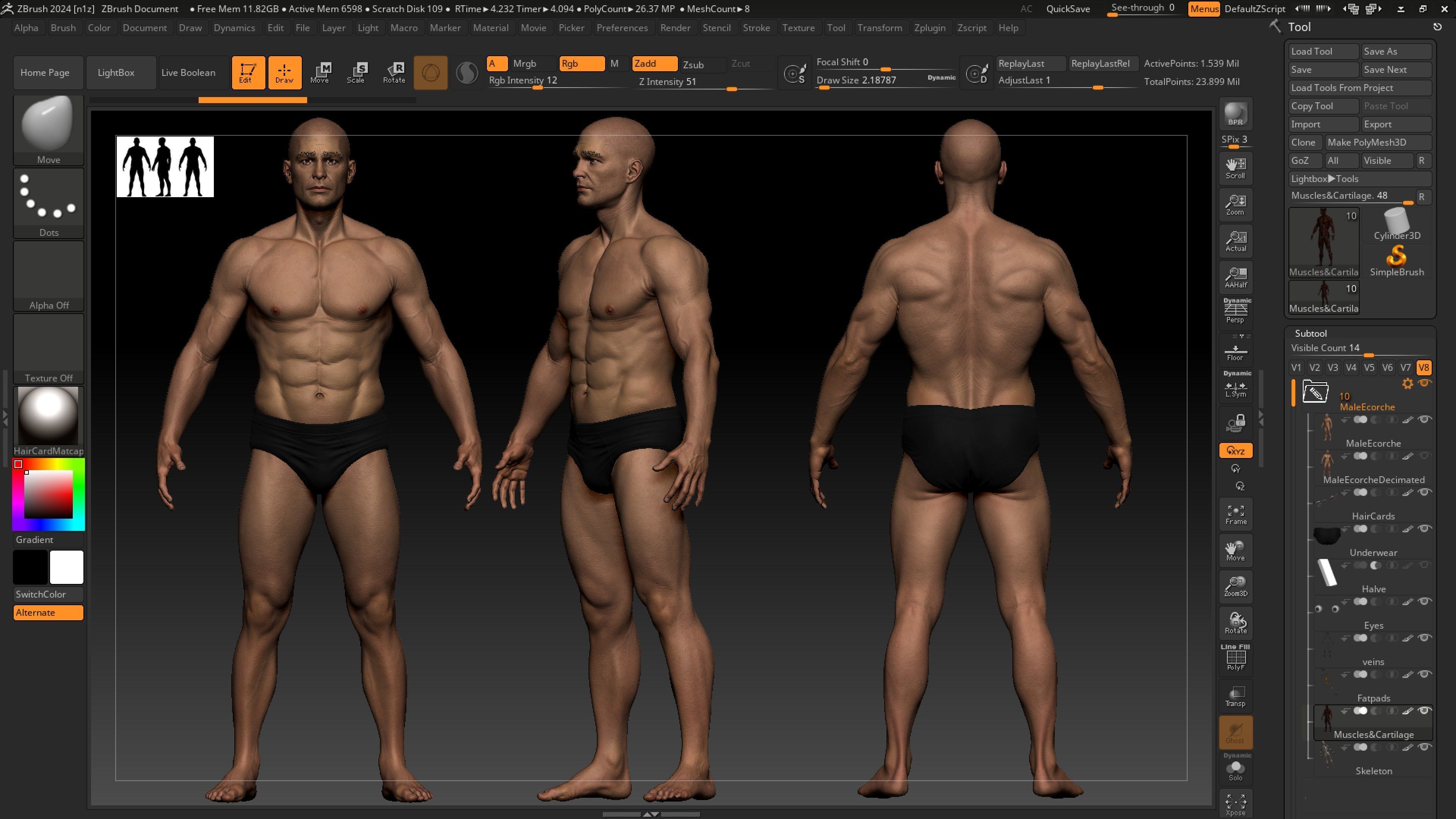ECORCHE  Realistic Male Full Body Anatomy Model With BASE MESH 3D model_13