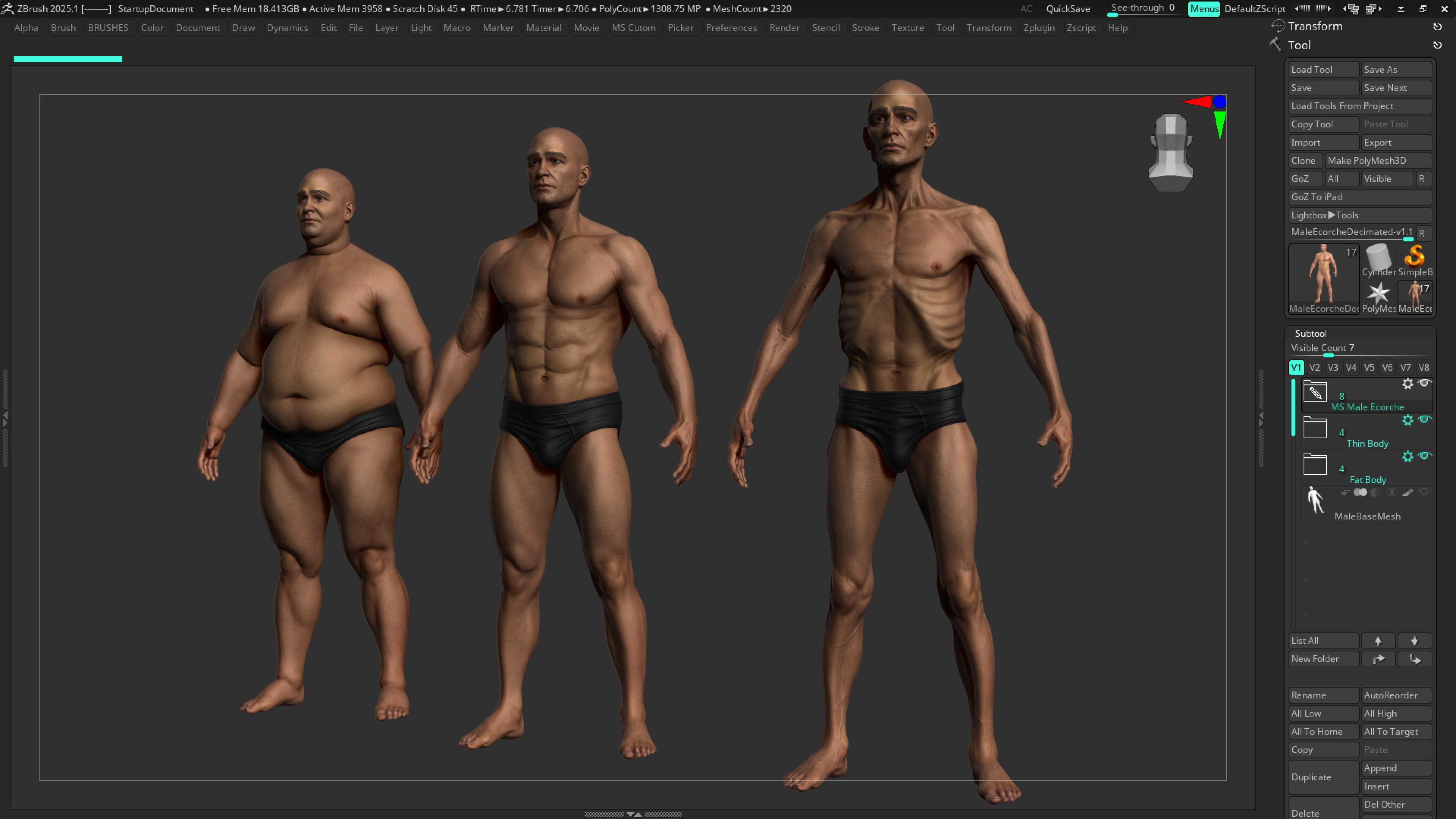ECORCHE  Realistic Male Full Body Anatomy Model With BASE MESH 3D model_28