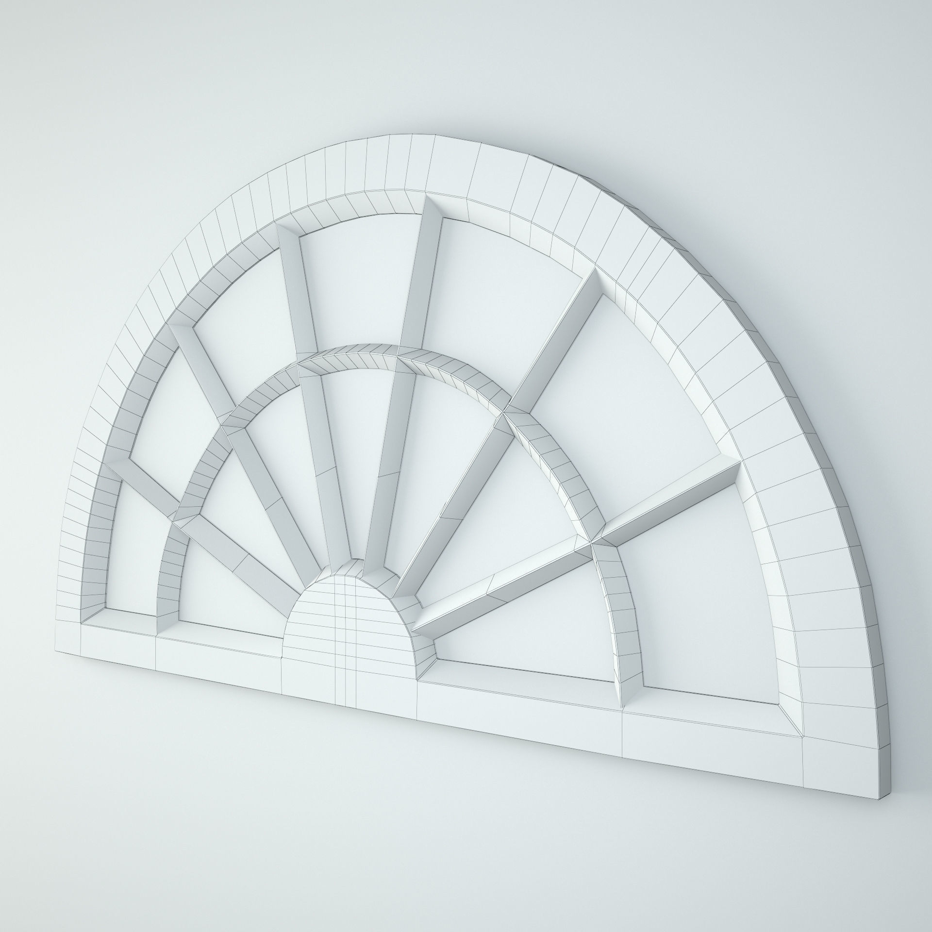 Antique Blue Window Arch Mirror 3D model_4