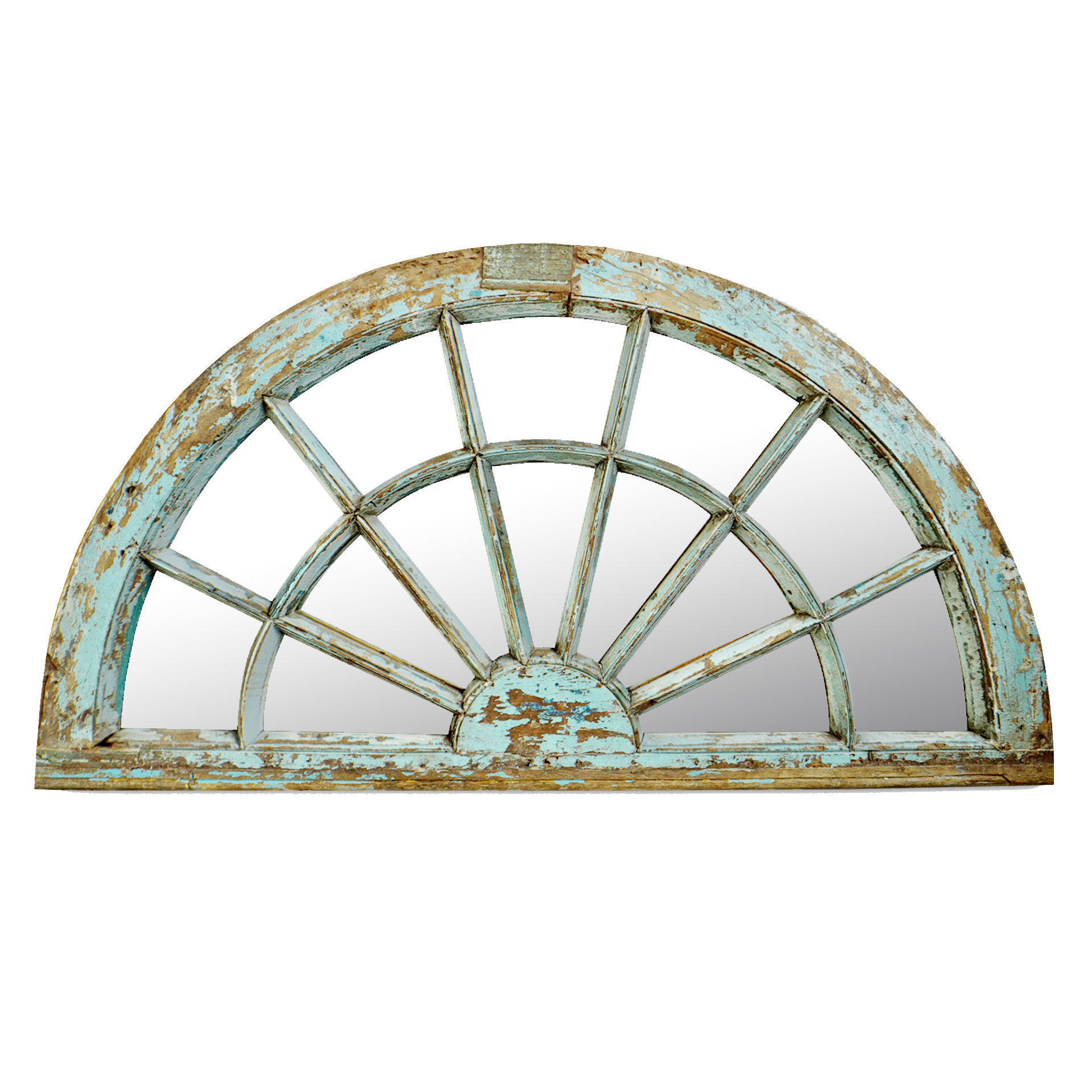 Antique Blue Window Arch Mirror 3D model_1