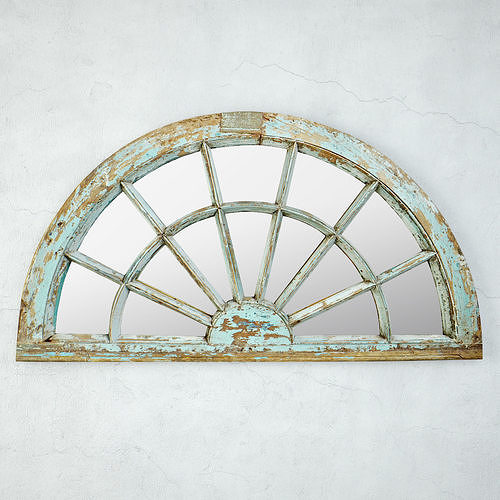 Antique Blue Window Arch Mirror 3D model