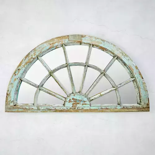 Antique Blue Window Arch Mirror 3D model