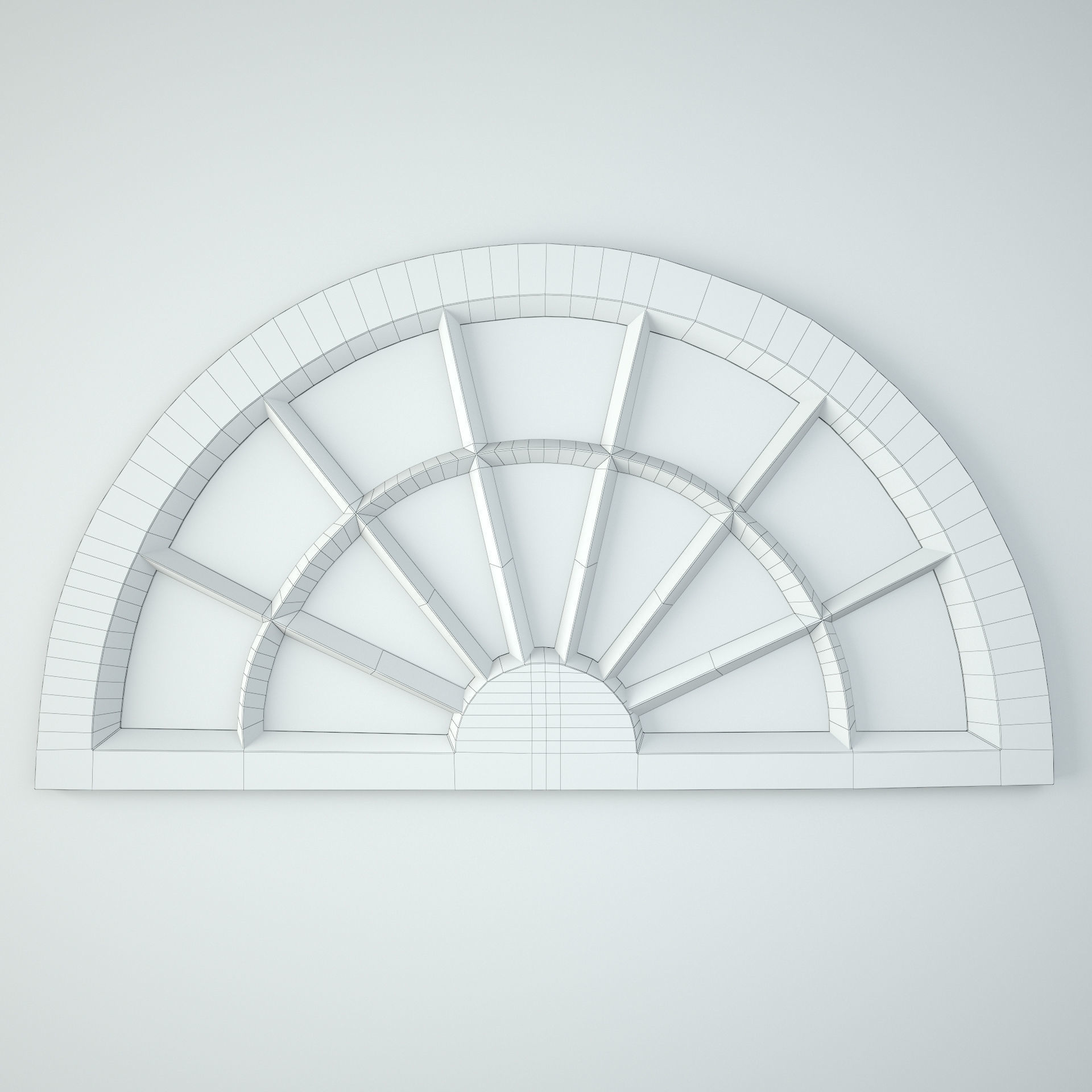 Antique Blue Window Arch Mirror 3D model_2