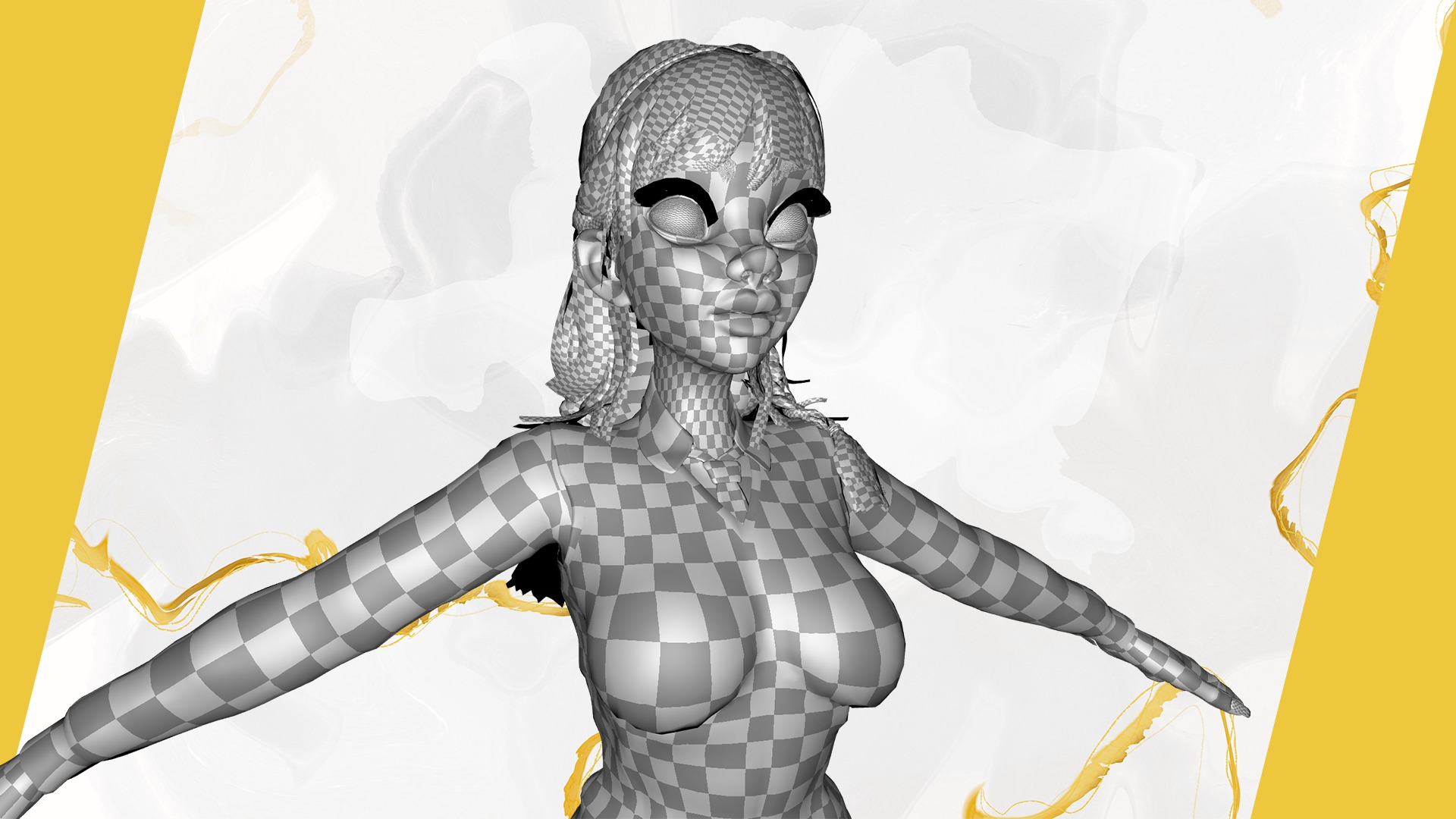 School Girl uniform suit stylized realism Low-poly 3D model_30