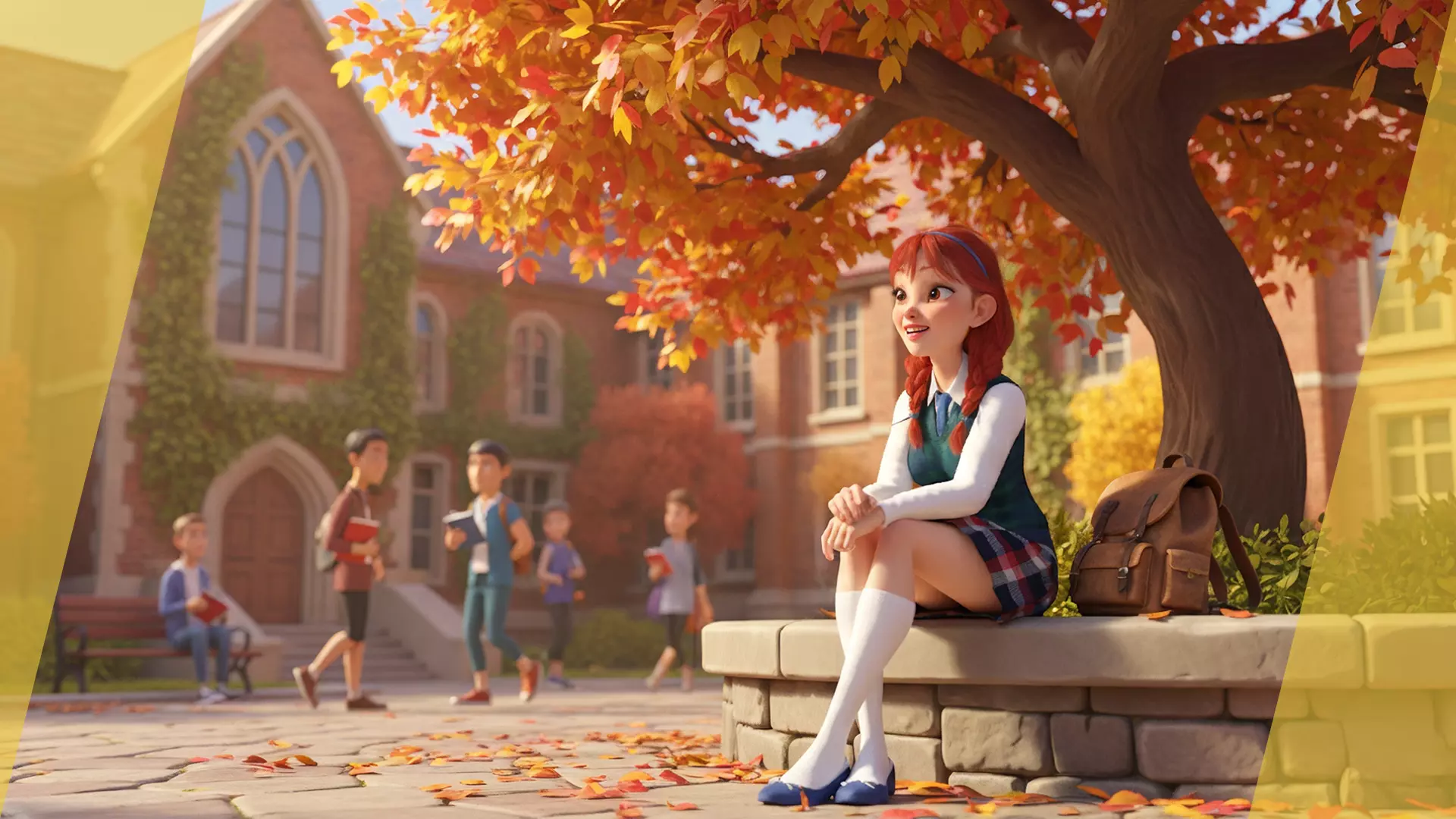 School Girl uniform suit stylized realism Low-poly 3D model_4