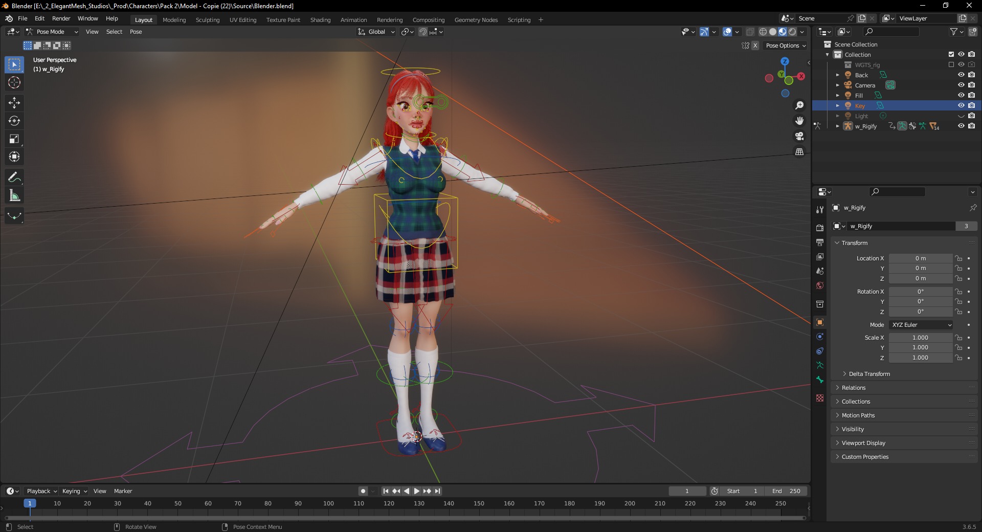 School Girl uniform suit stylized realism Low-poly 3D model_20