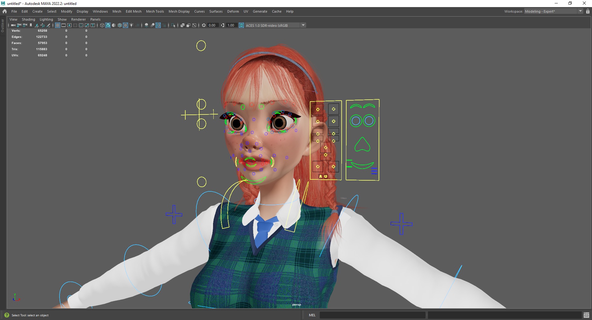 School Girl uniform suit stylized realism Low-poly 3D model_24