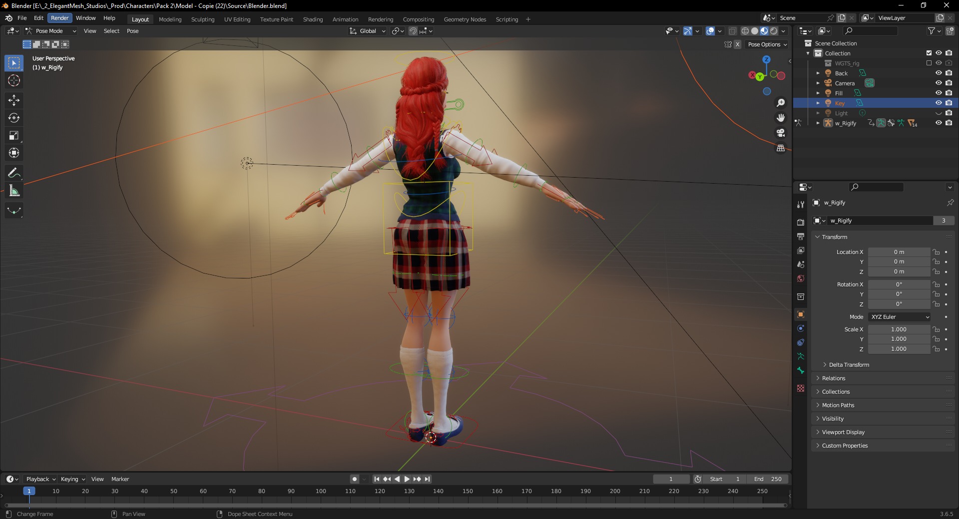 School Girl uniform suit stylized realism Low-poly 3D model_21