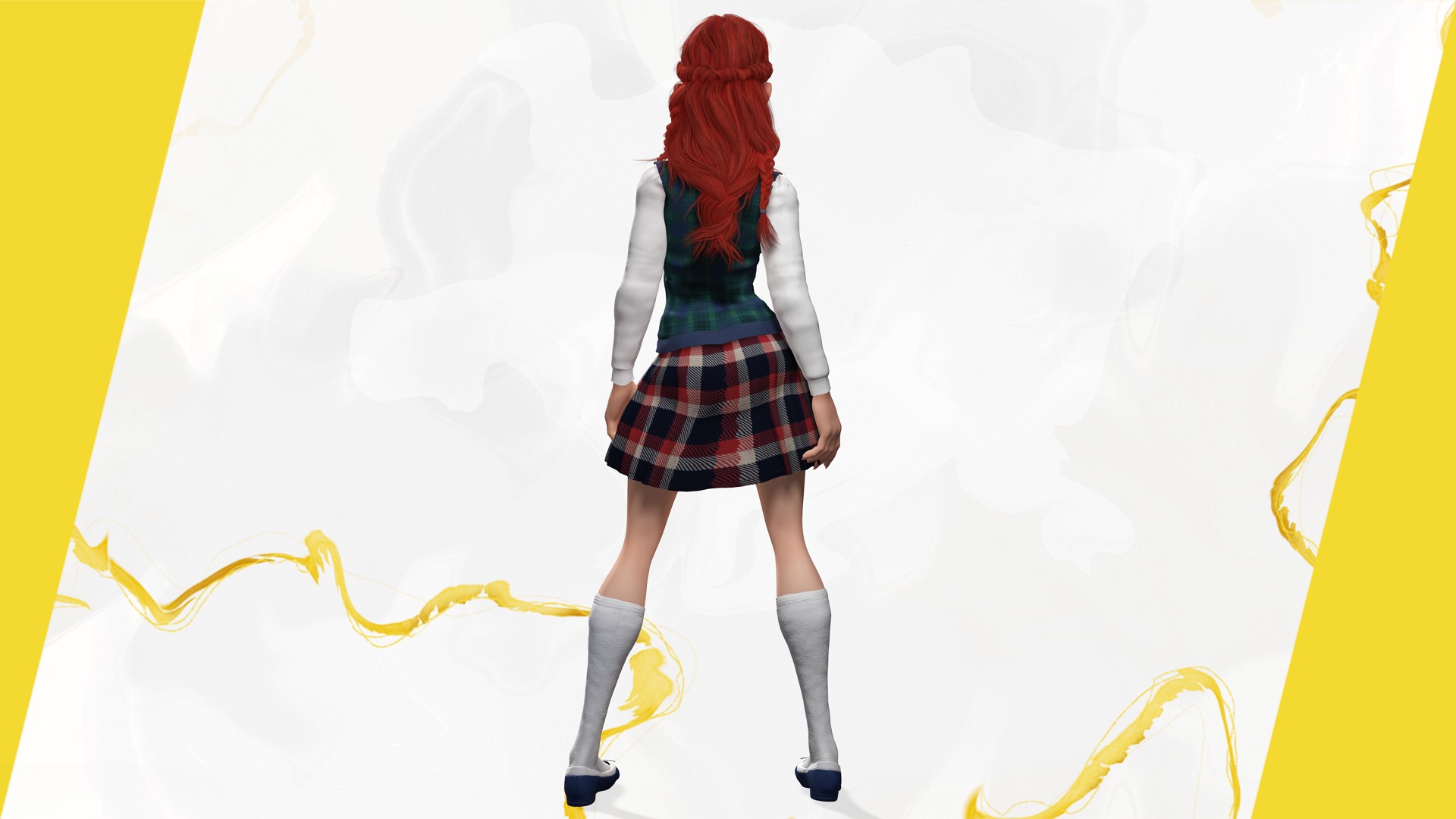 School Girl uniform suit stylized realism Low-poly 3D model_14