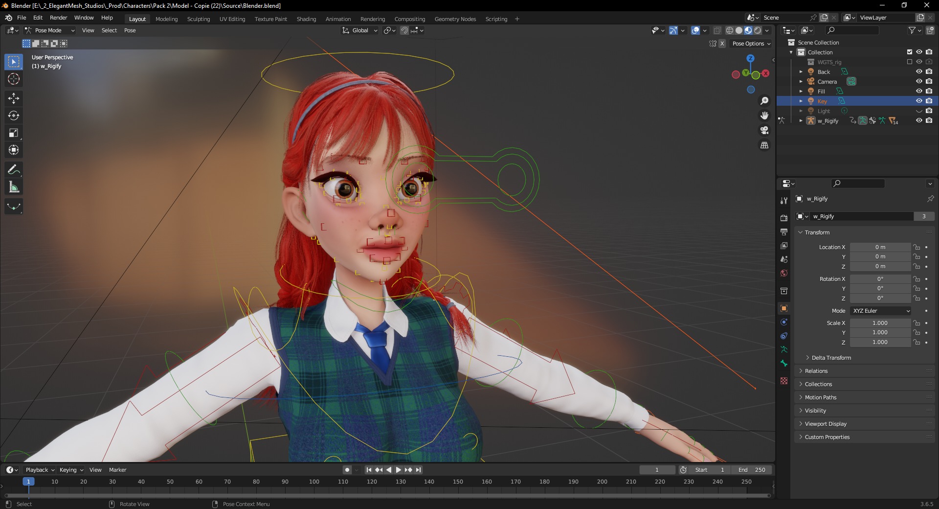 School Girl uniform suit stylized realism Low-poly 3D model_19