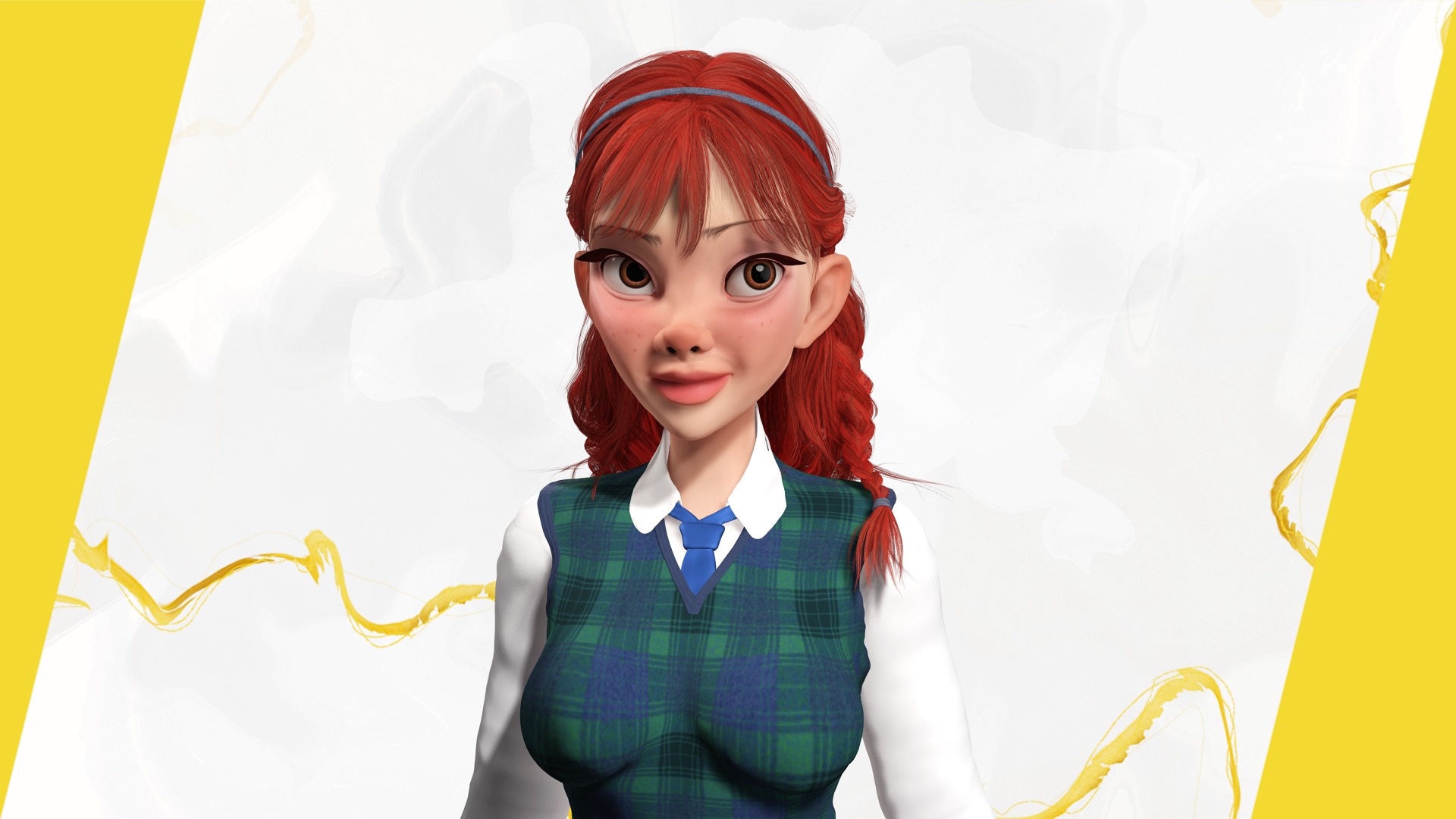 School Girl uniform suit stylized realism Low-poly 3D model_16