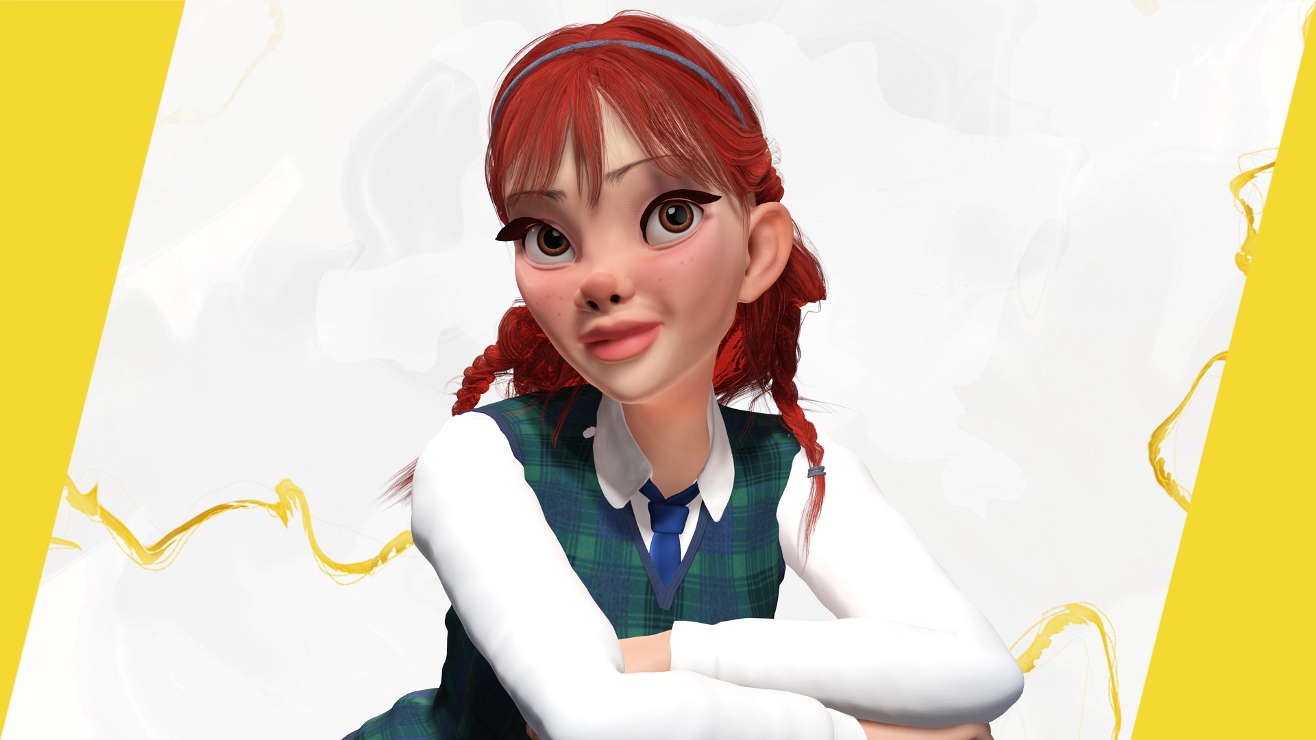 School Girl uniform suit stylized realism Low-poly 3D model_13