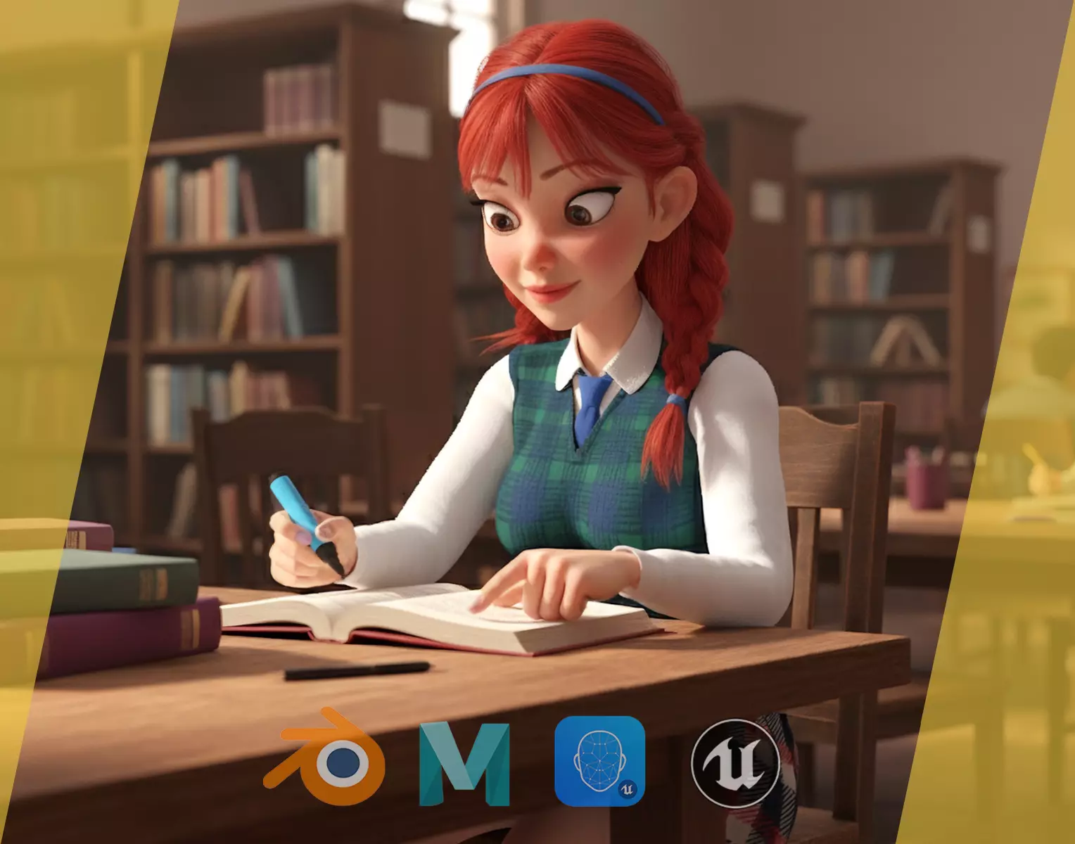 School Girl uniform suit stylized realism Low-poly 3D model_0