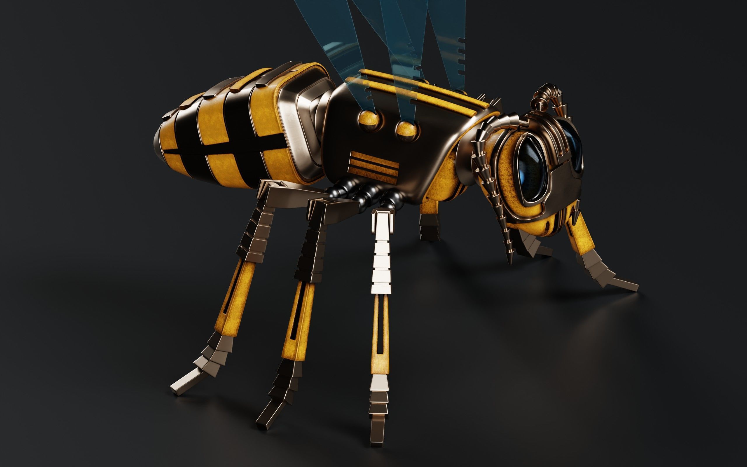 Robot wasp mechanical 3D model_4
