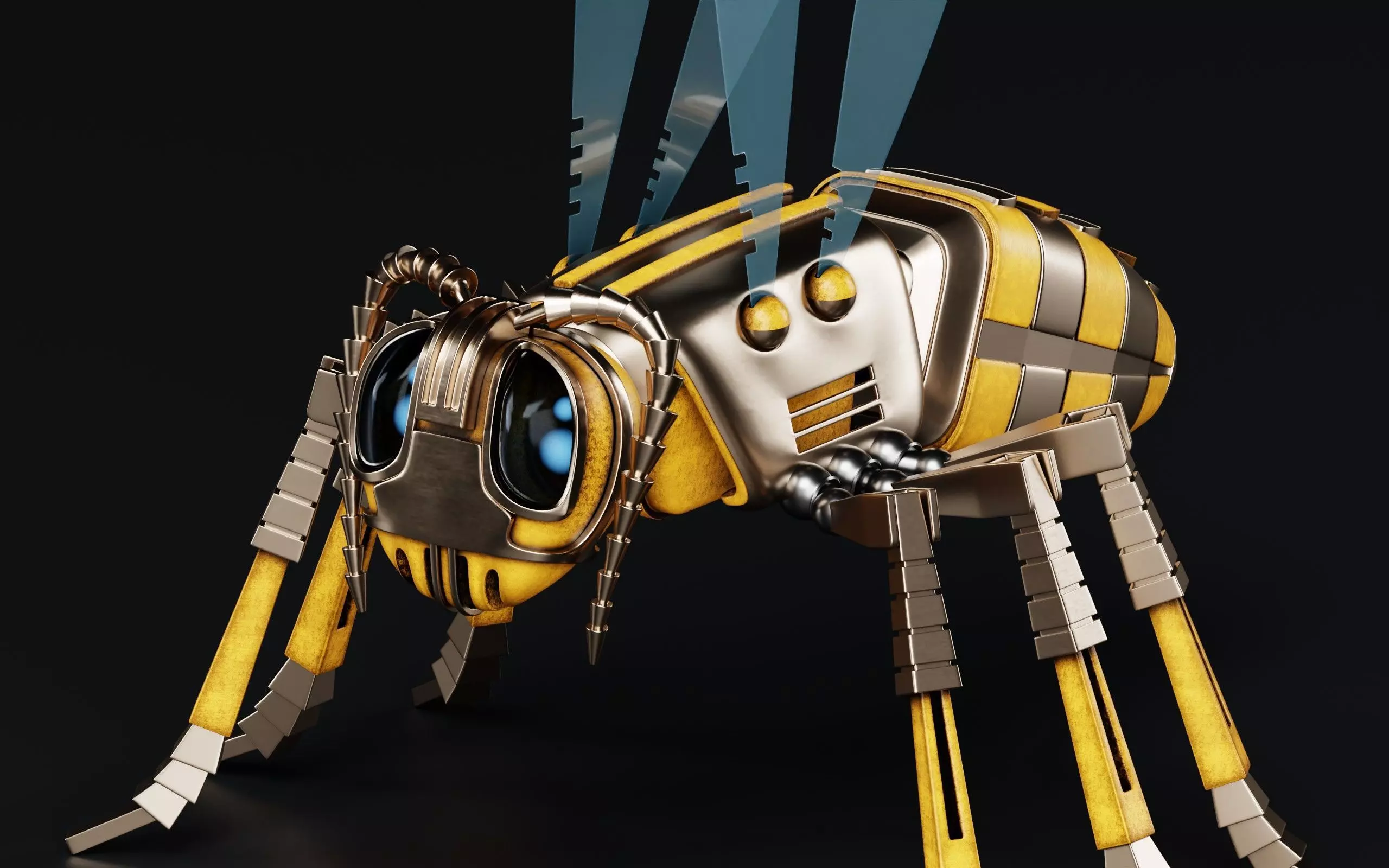 Robot wasp mechanical 3D model_0