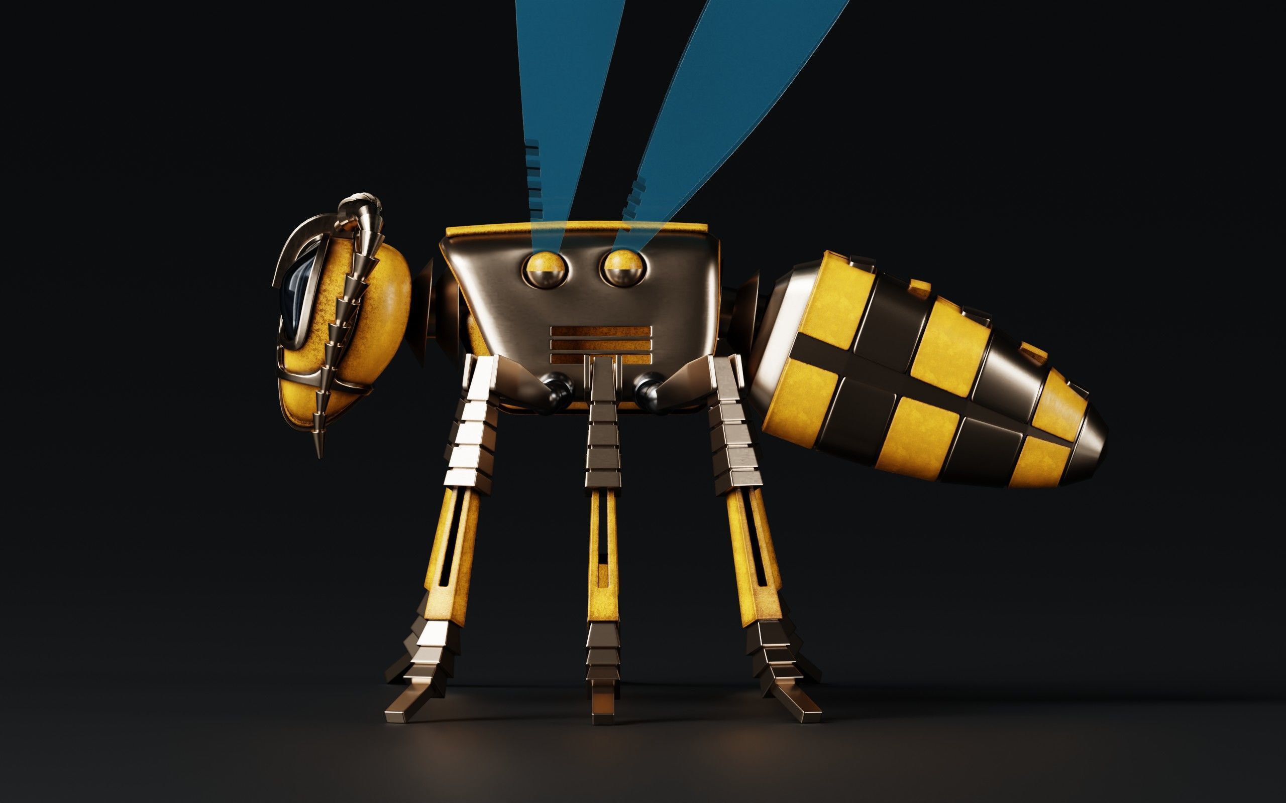 Robot wasp mechanical 3D model_2