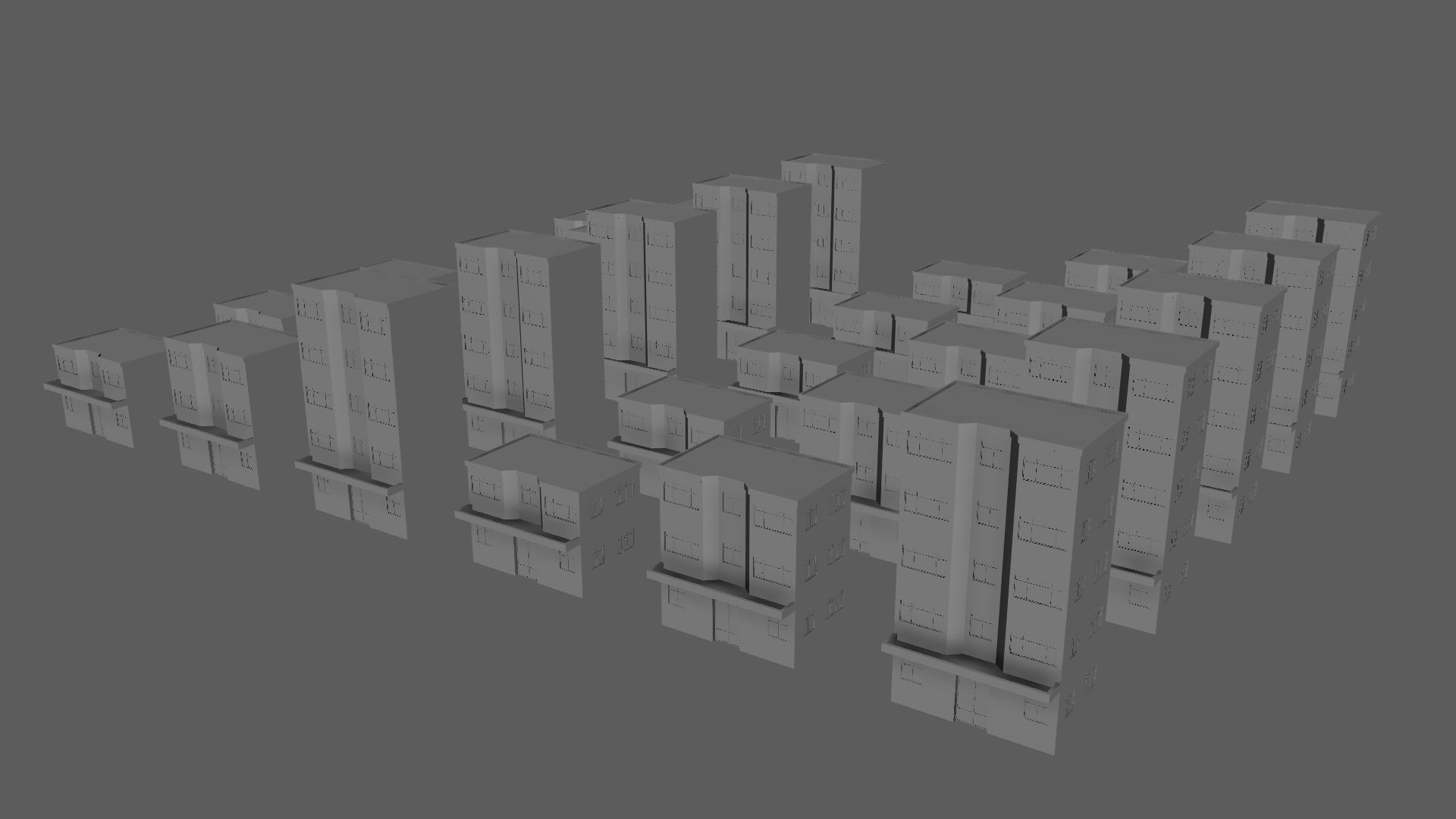 Cartoon Building Set Low Poly Buildings 300 Variant Modular 3D Model Collection_52