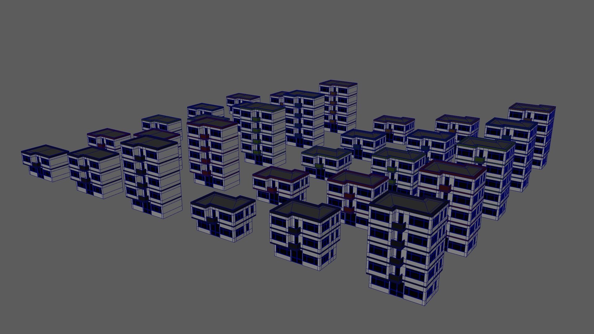 Cartoon Building Set Low Poly Buildings 300 Variant Modular 3D Model Collection_74