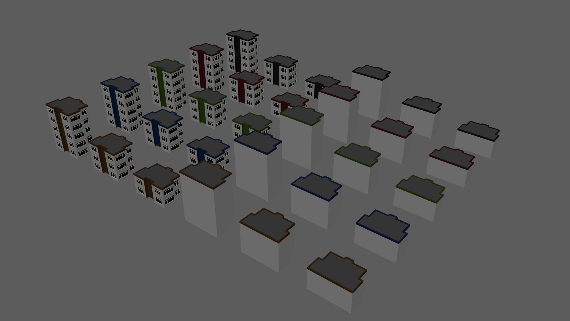 Cartoon Building Set Low Poly Buildings 300 Variant Modular 3D Model Collection_57