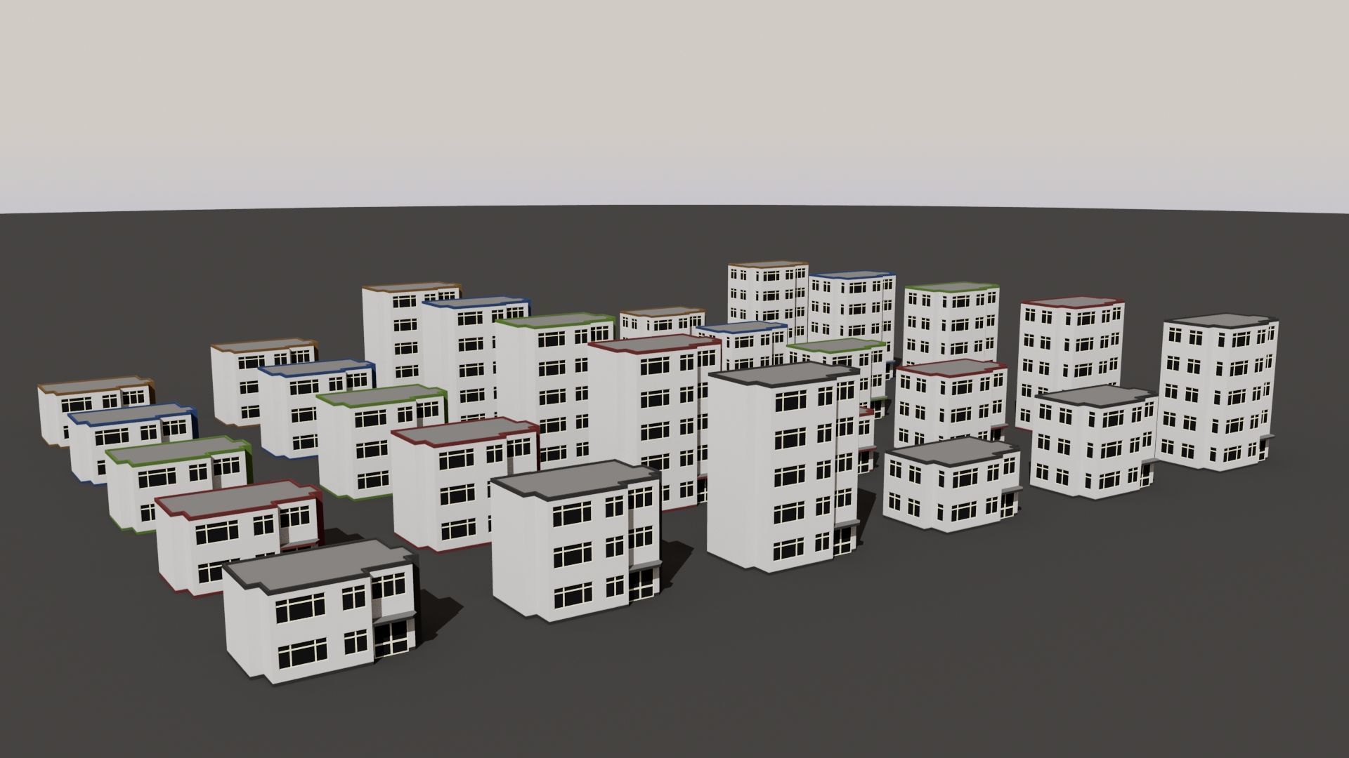 Cartoon Building Set Low Poly Buildings 300 Variant Modular 3D Model Collection_100