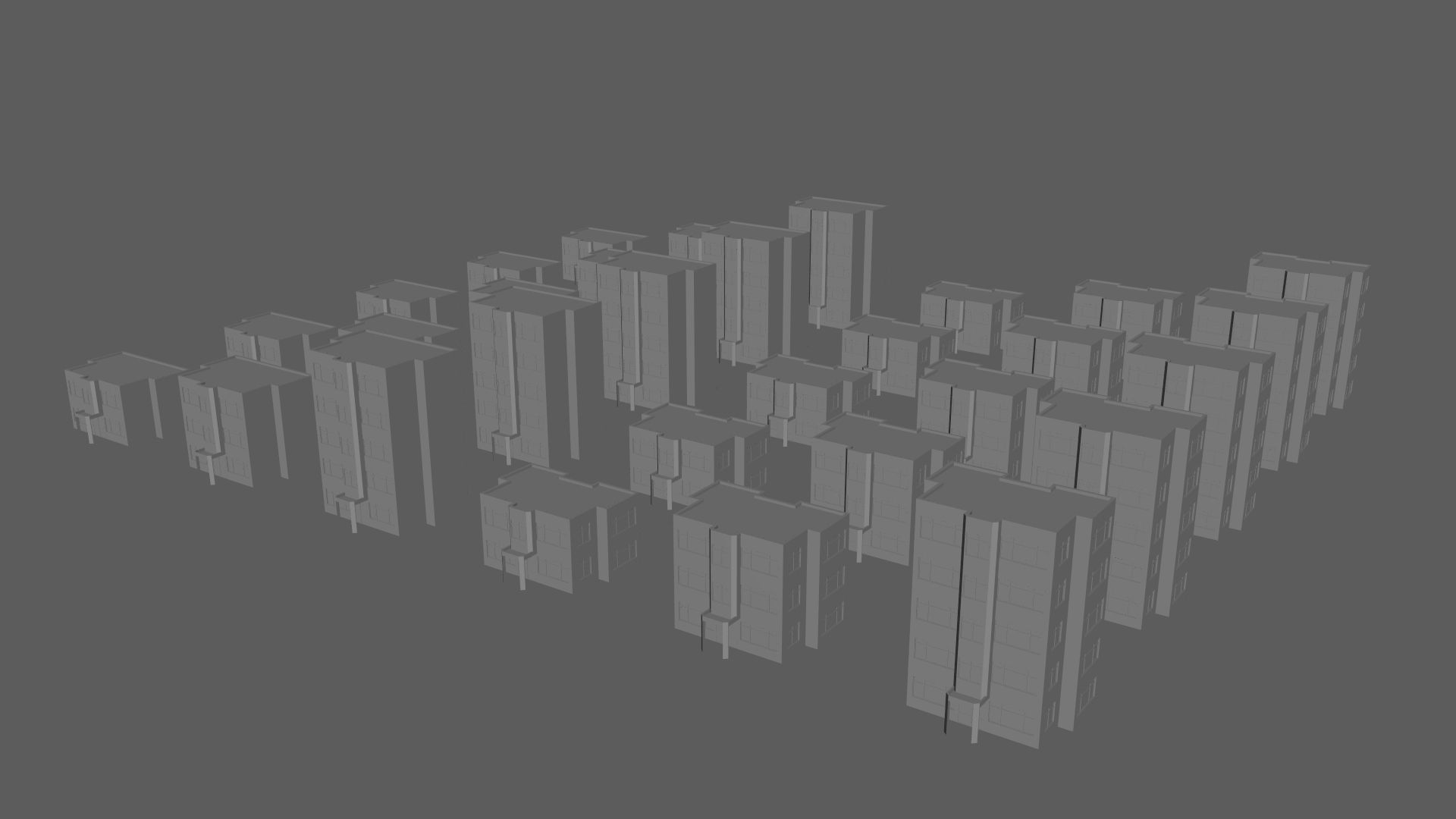 Cartoon Building Set Low Poly Buildings 300 Variant Modular 3D Model Collection_64