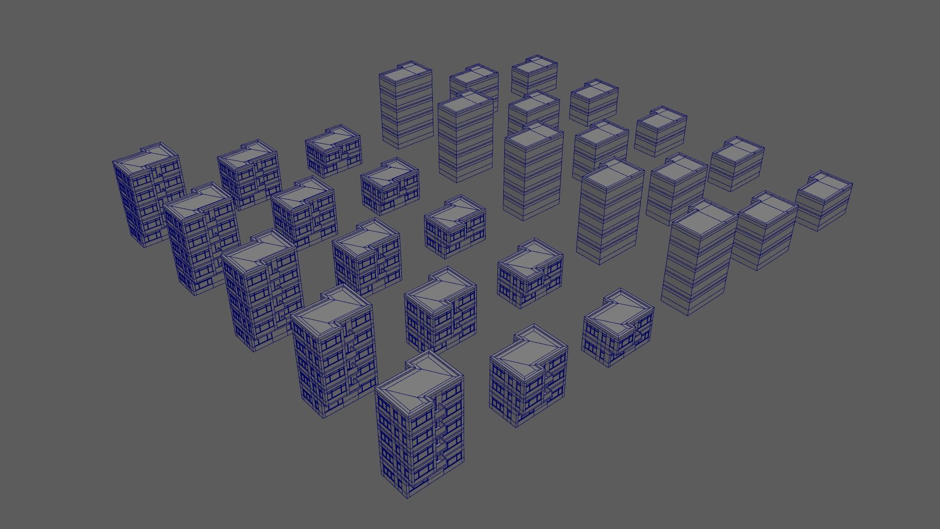 Cartoon Building Set Low Poly Buildings 300 Variant Modular 3D Model Collection_127