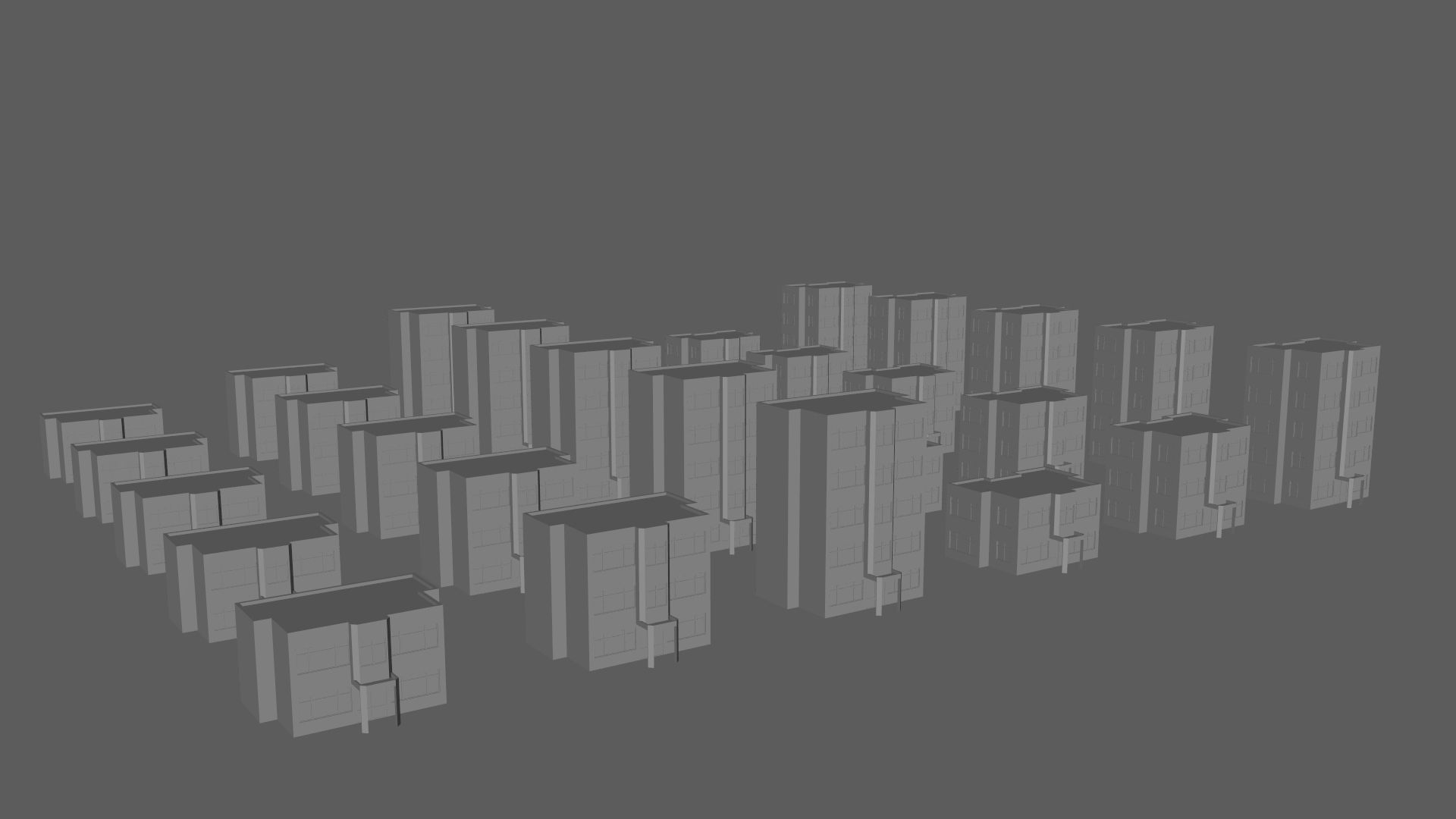 Cartoon Building Set Low Poly Buildings 300 Variant Modular 3D Model Collection_59