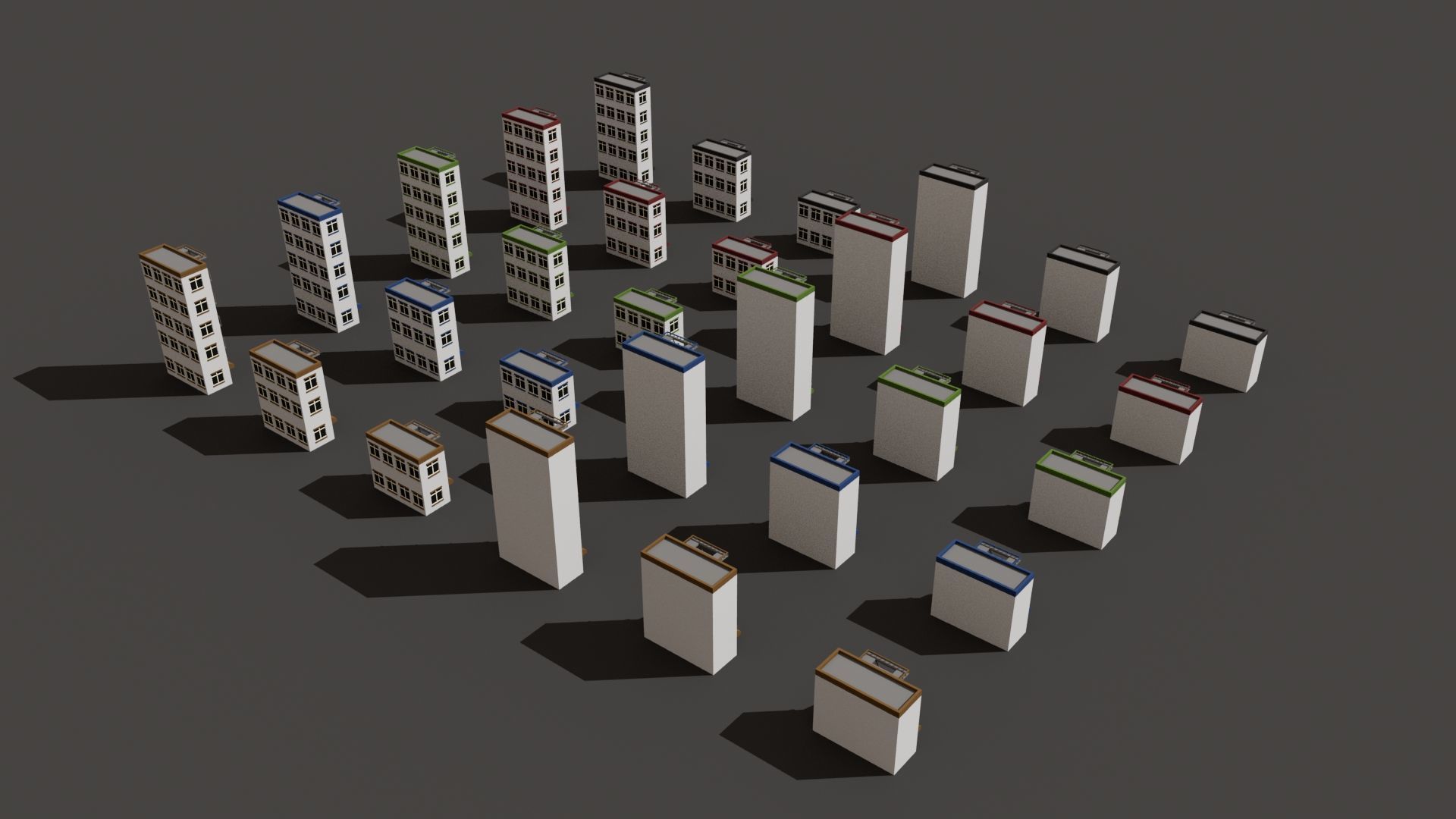 Cartoon Building Set Low Poly Buildings 300 Variant Modular 3D Model Collection_39