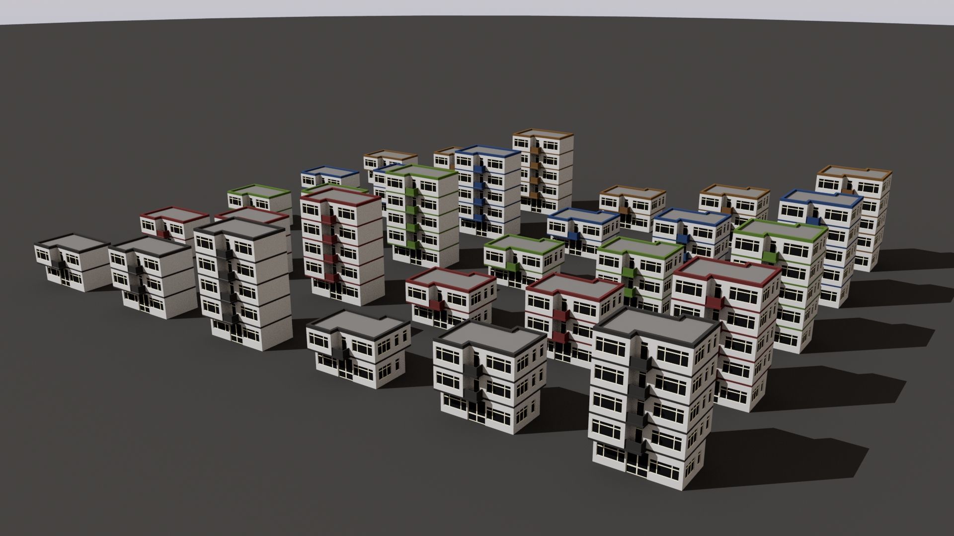 Cartoon Building Set Low Poly Buildings 300 Variant Modular 3D Model Collection_112