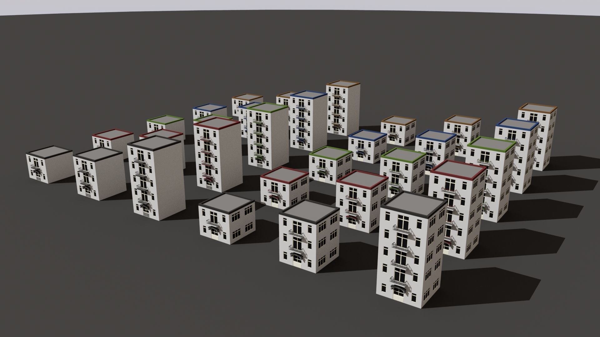 Cartoon Building Set Low Poly Buildings 300 Variant Modular 3D Model Collection_33