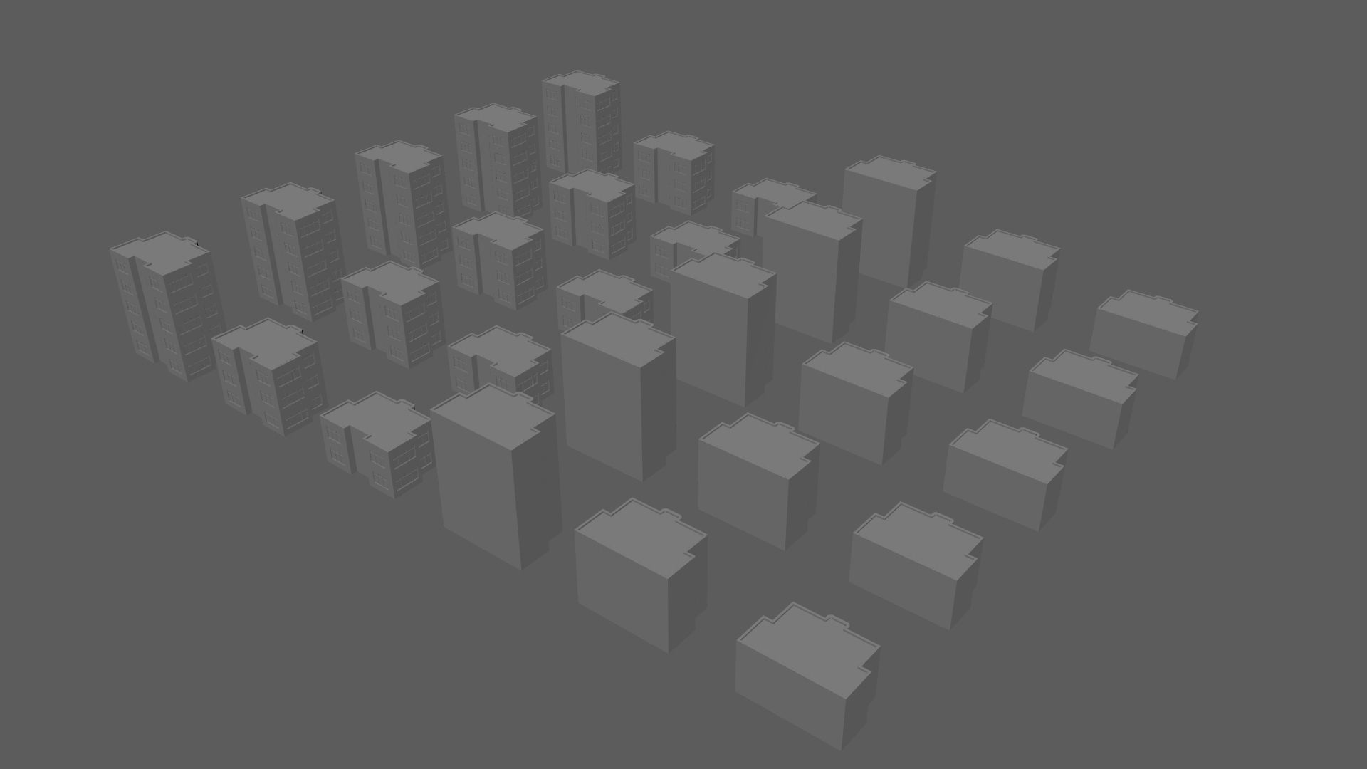 Cartoon Building Set Low Poly Buildings 300 Variant Modular 3D Model Collection_46