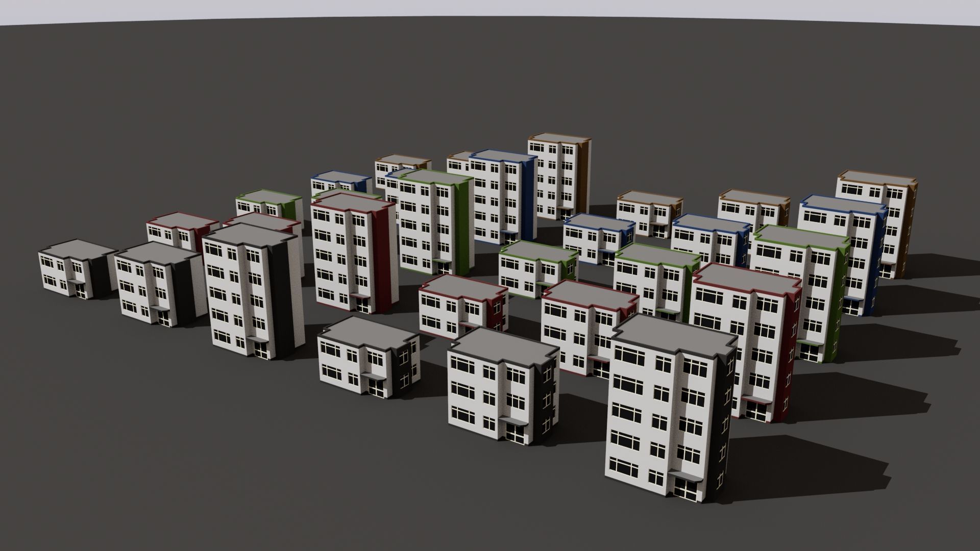 Cartoon Building Set Low Poly Buildings 300 Variant Modular 3D Model Collection_107