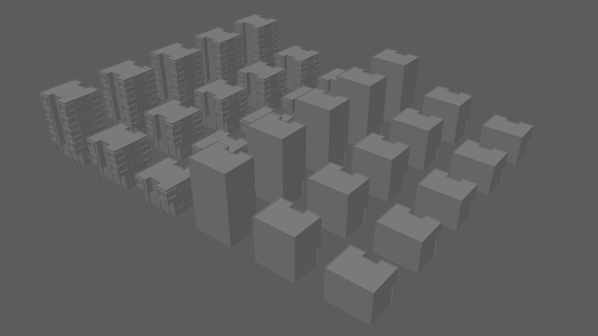 Cartoon Building Set Low Poly Buildings 300 Variant Modular 3D Model Collection_48