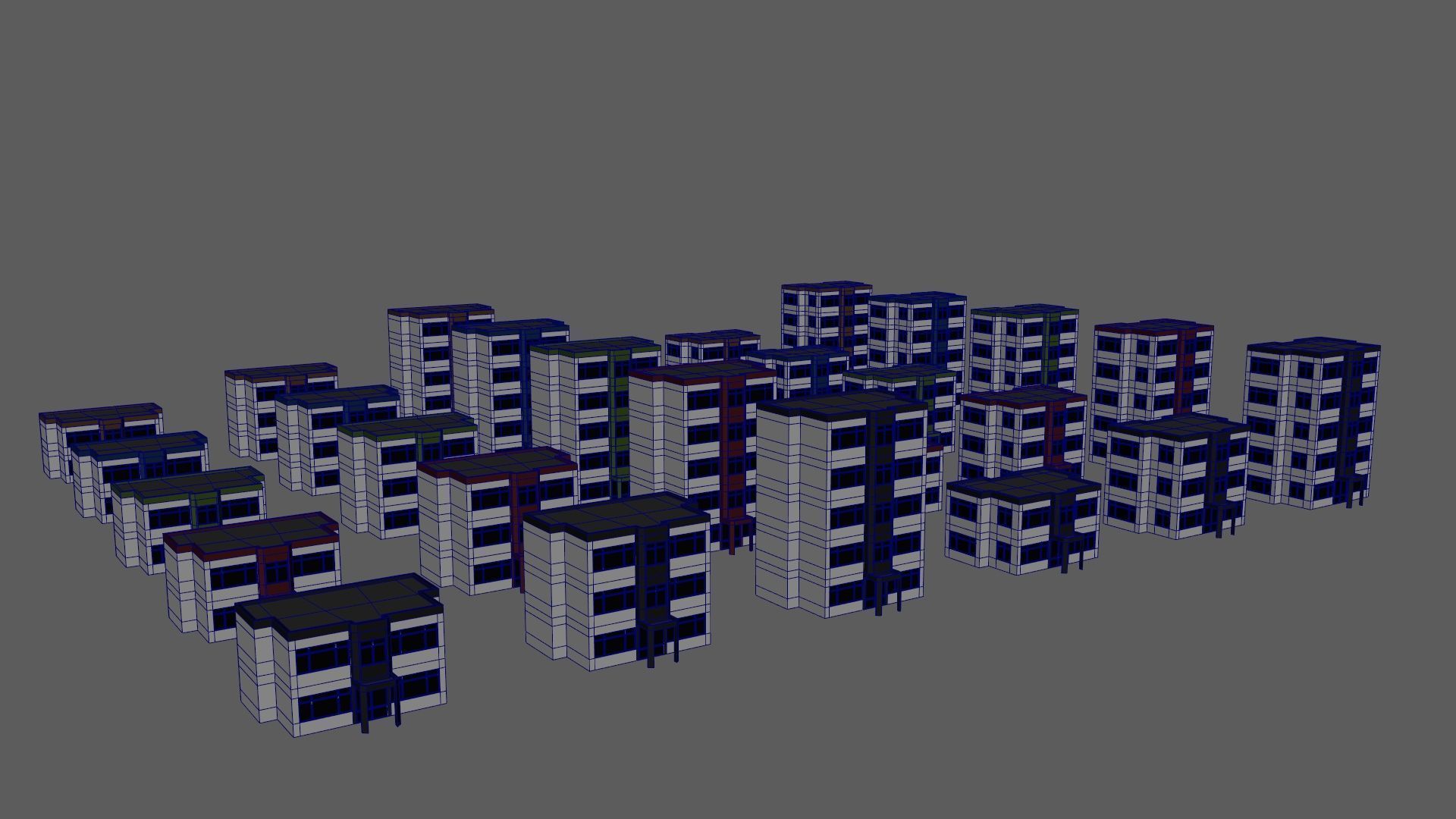 Cartoon Building Set Low Poly Buildings 300 Variant Modular 3D Model Collection_86