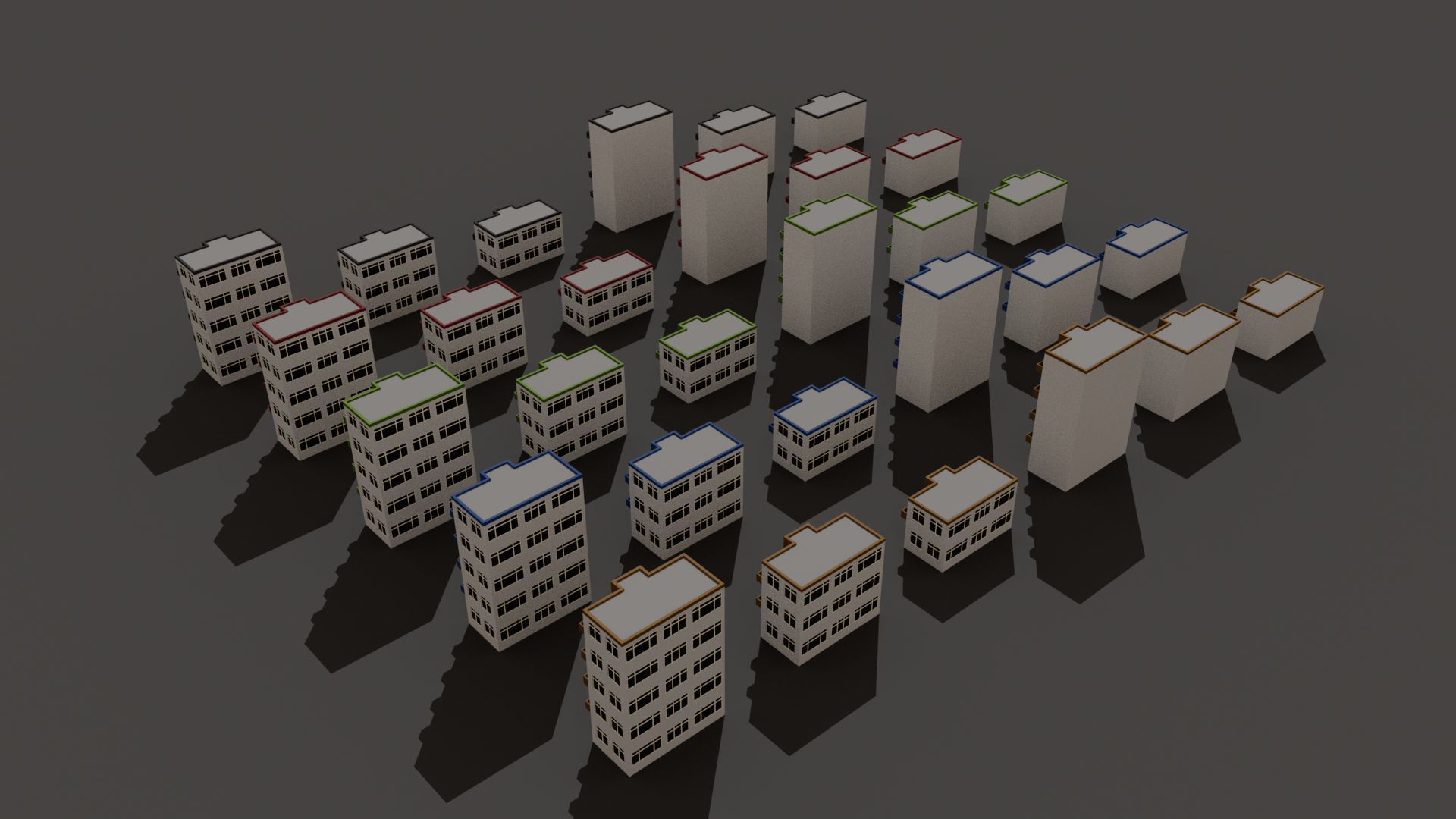 Cartoon Building Set Low Poly Buildings 300 Variant Modular 3D Model Collection_26