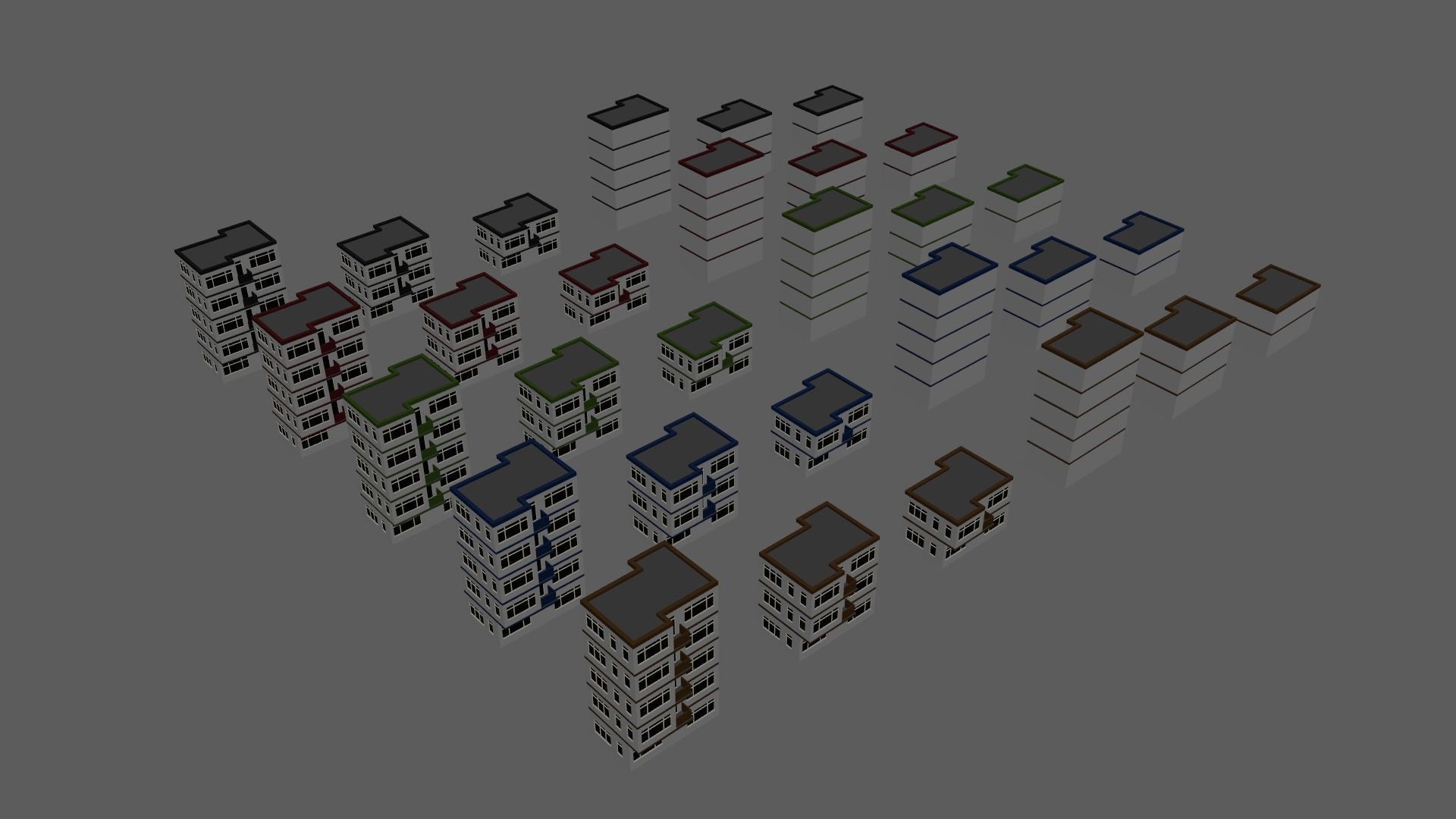 Cartoon Building Set Low Poly Buildings 300 Variant Modular 3D Model Collection_70