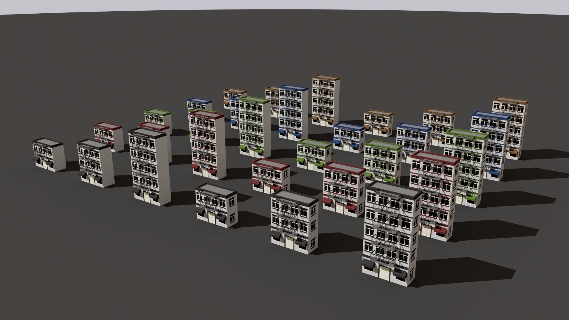Cartoon Building Set Low Poly Buildings 300 Variant Modular 3D Model Collection_41