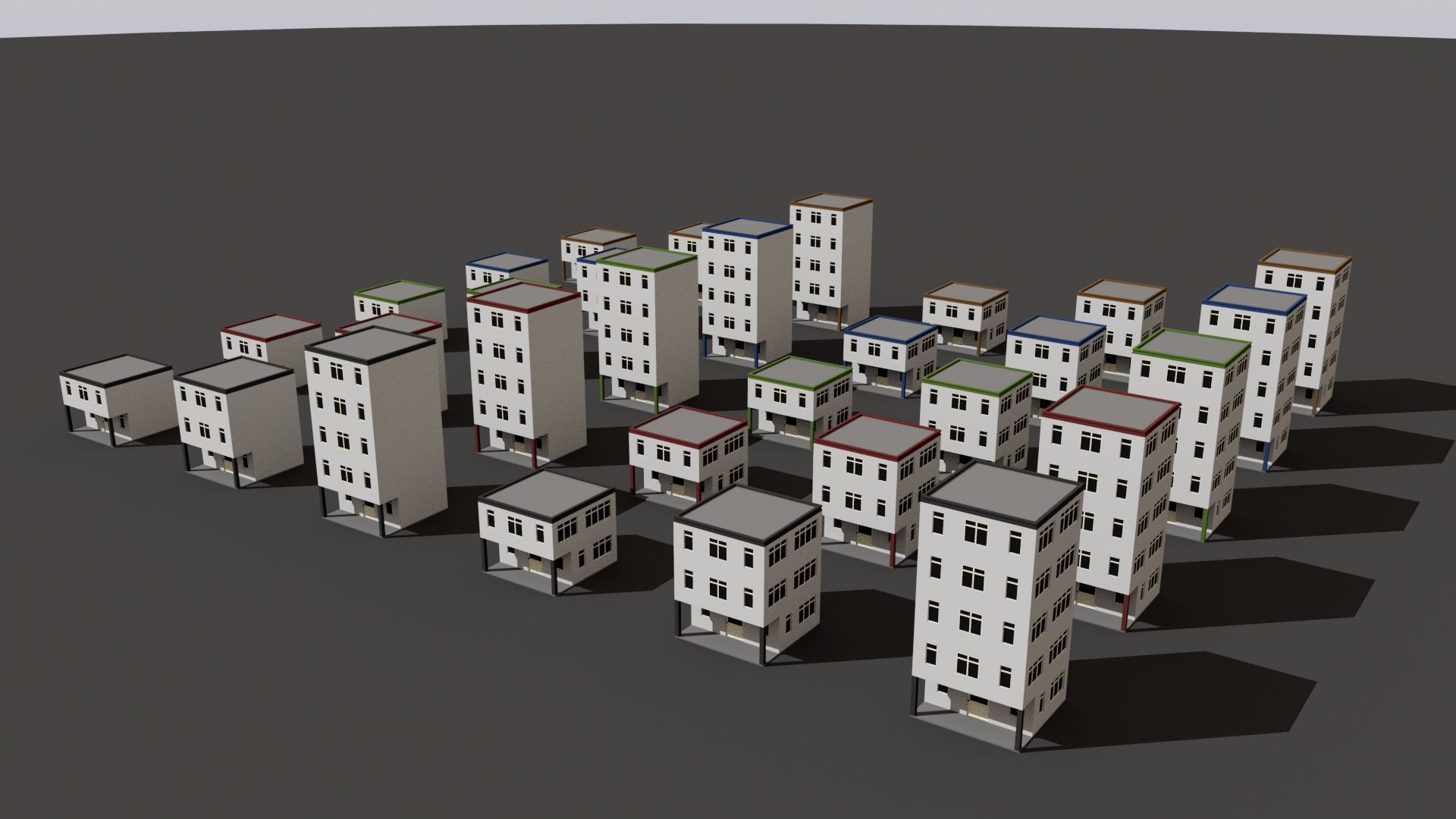 Cartoon Building Set Low Poly Buildings 300 Variant Modular 3D Model Collection_37